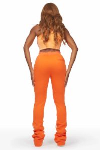 Emery Orange Stacked Flare Track Pant sold by Rockstar Original