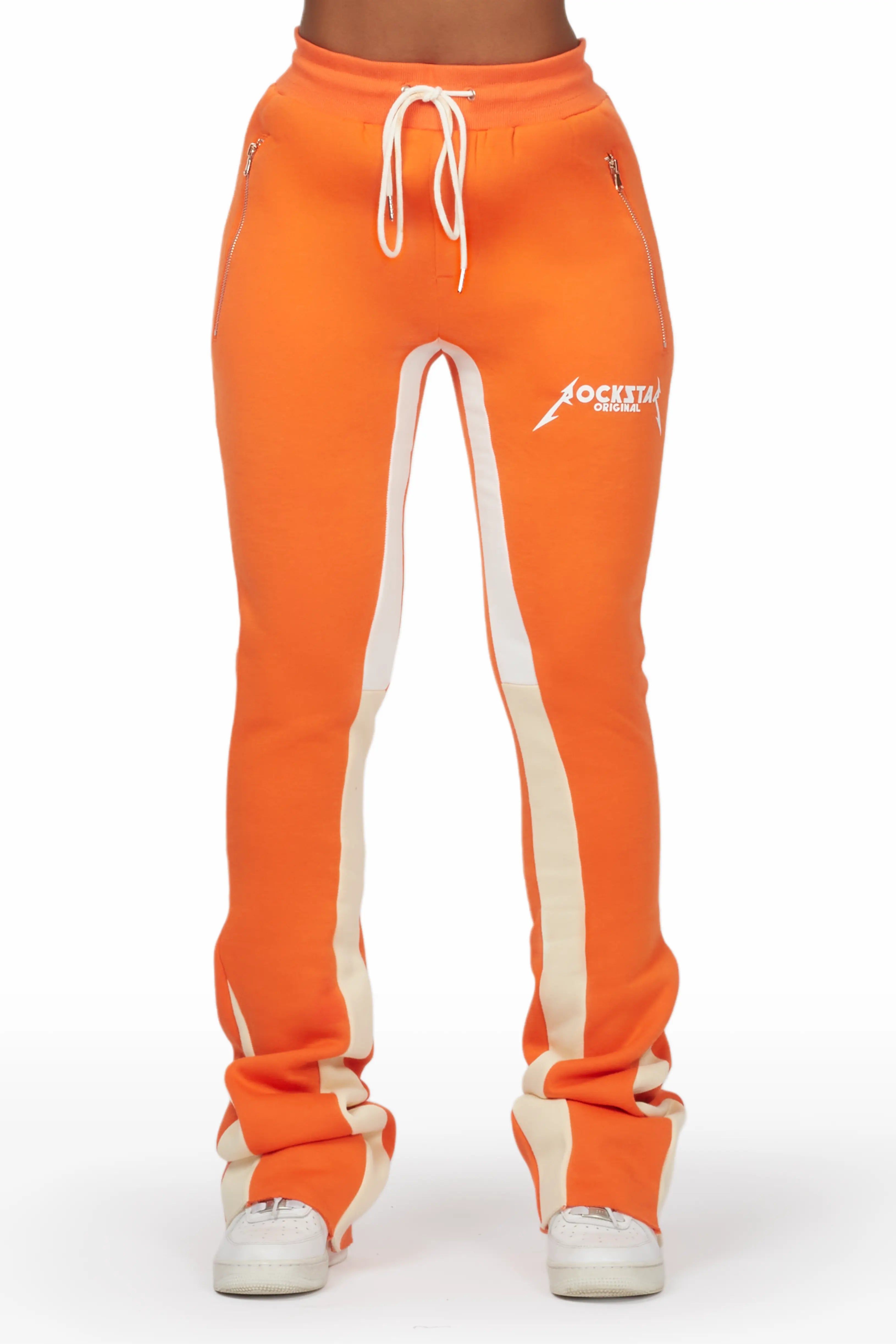 Emery Orange Stacked Flare Track Pant sold by Rockstar Original product image thumbnail 2