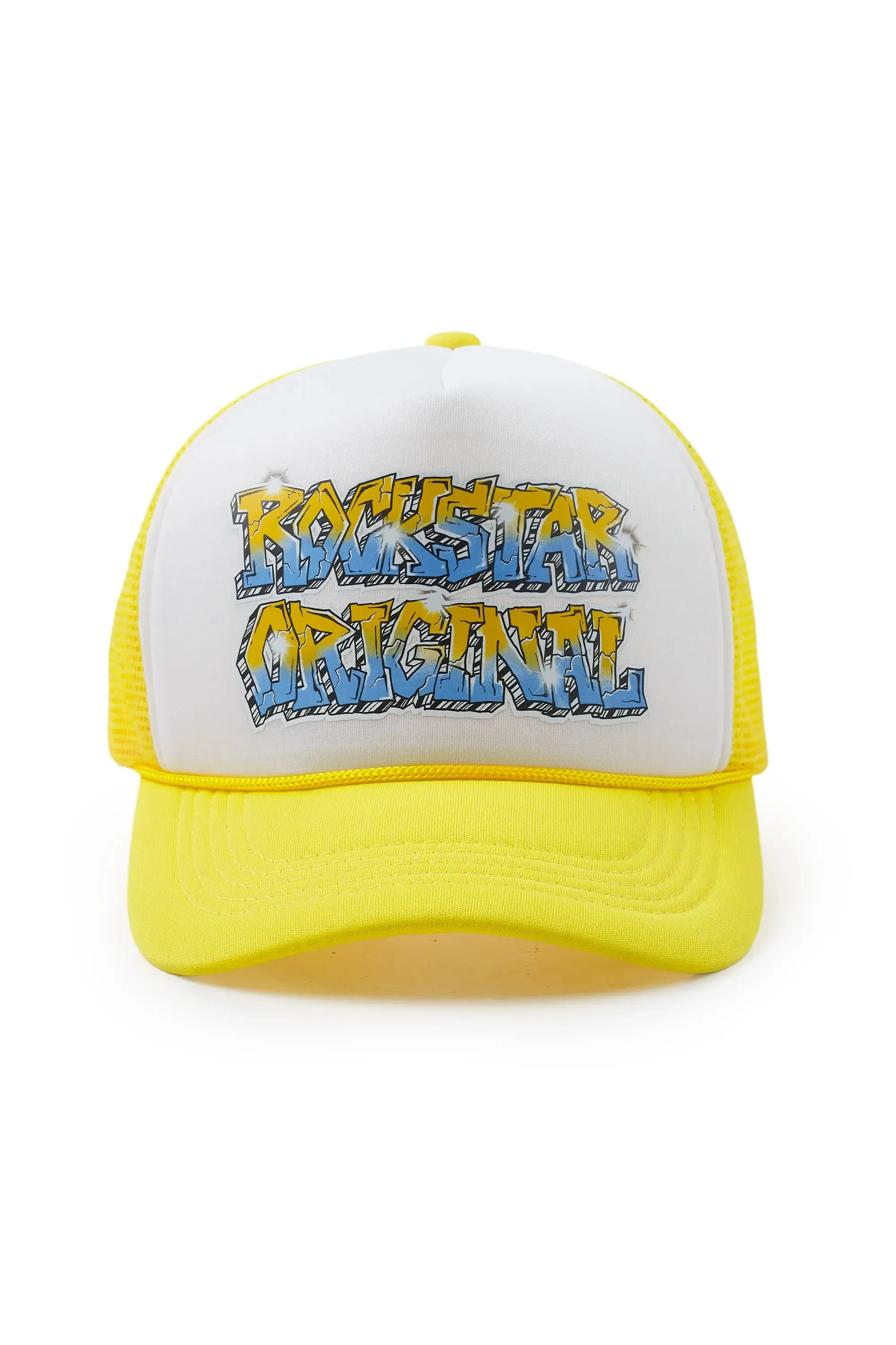 Quinton White/Yellow Trucker Hat sold by Rockstar Original