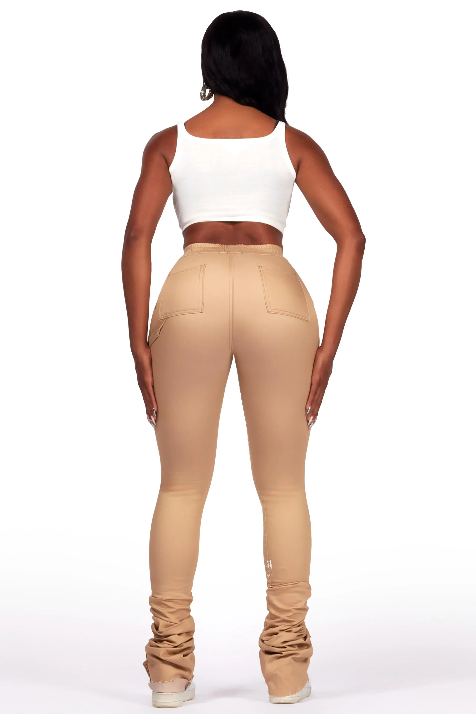 Sareeta Tan Painted Super Stacked Jean sold by Rockstar Original product image thumbnail 5