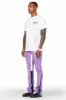 Firoz Purple Graphic Stacked Flare Pant sold by Rockstar Original