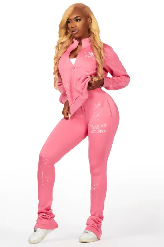 Joelle 2.0 Pink Drippy Tricot Super Stacked Trackset sold by Rockstar Original