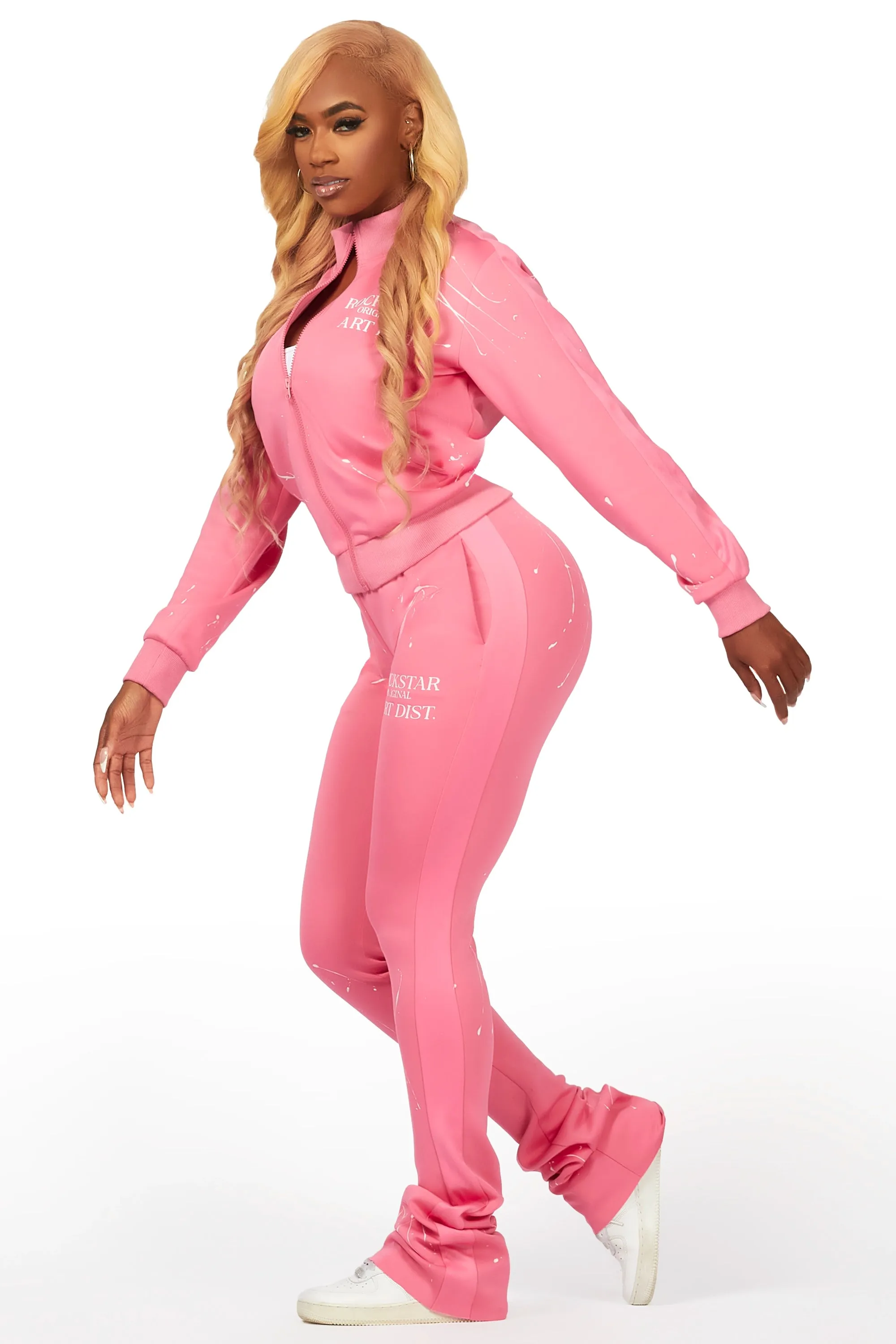 Joelle 2.0 Pink Drippy Tricot Super Stacked Trackset sold by Rockstar Original product image thumbnail 3