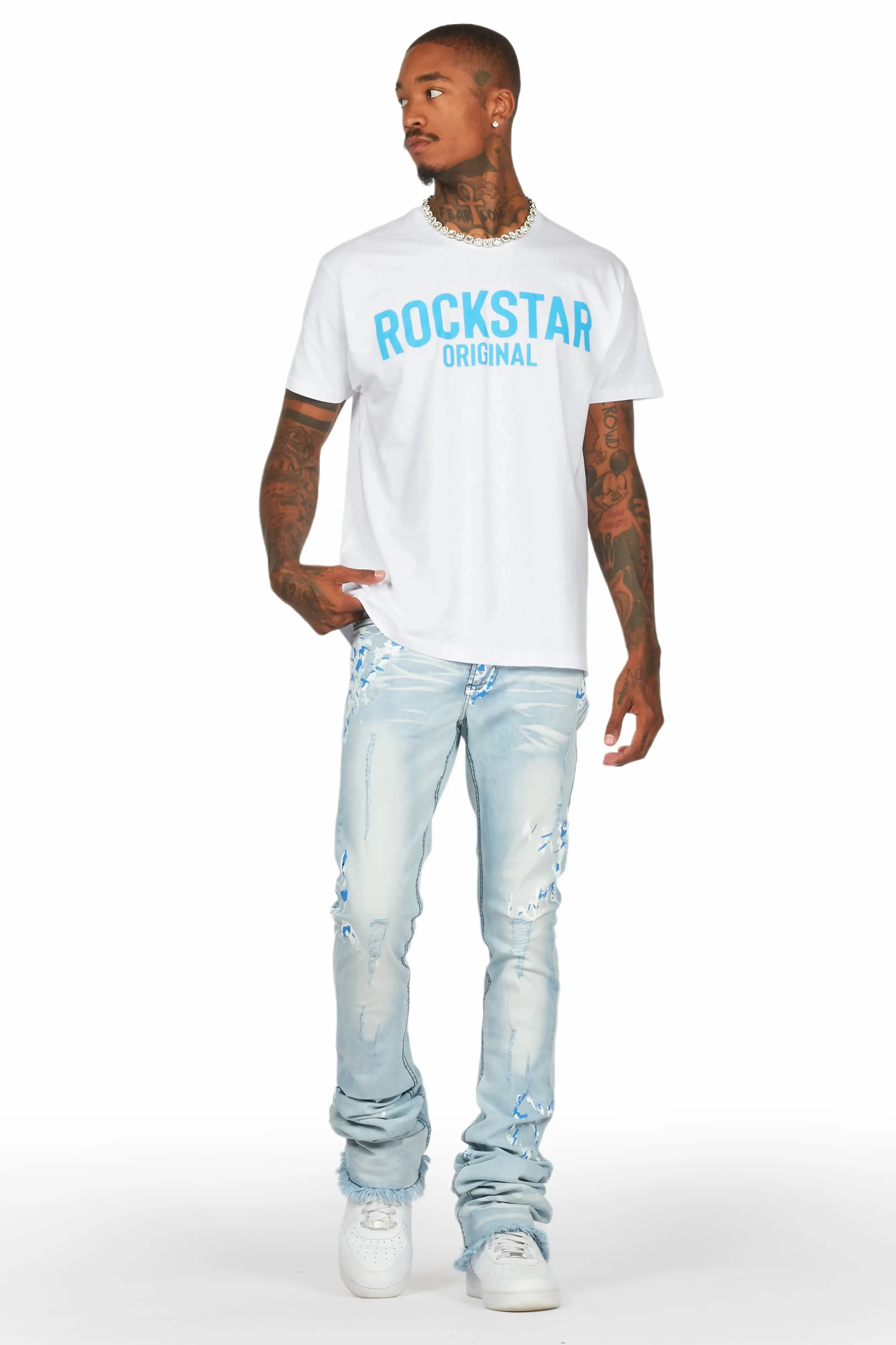 Baraz Blue Painter Super Stacked Flare Jean sold by Rockstar Original product image thumbnail 3