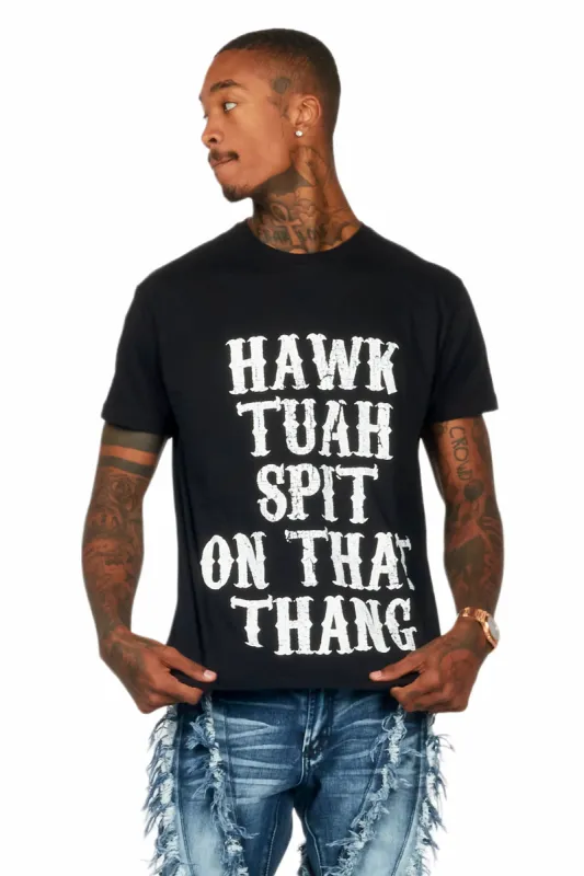 Hawk Tuah Black/White Graphic T-Shirt made by Rockstar Original