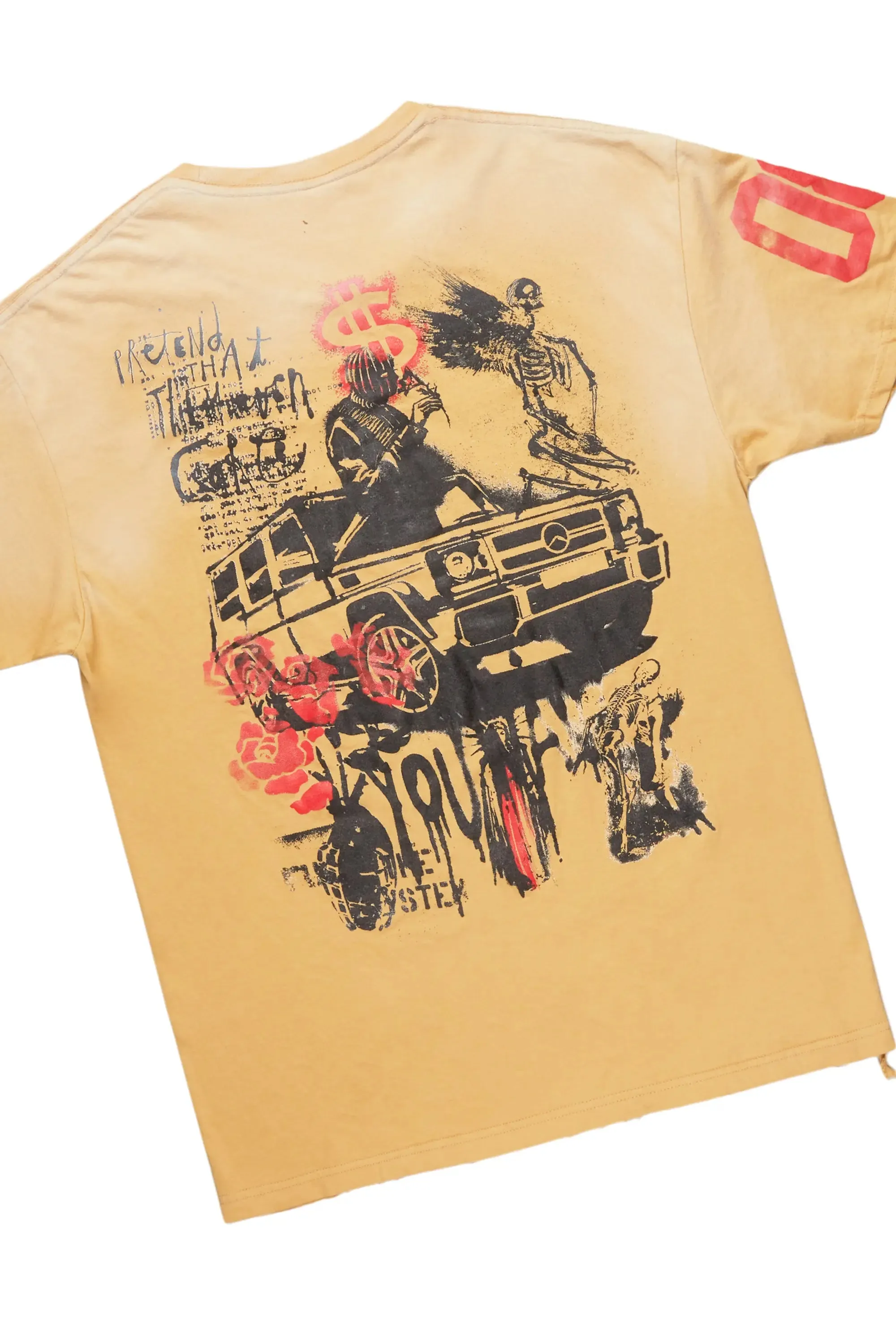 Grill Beige Oversized T-Shirt & Ricky Super Stacked Flare Jean Bundle sold by Rockstar Original product image thumbnail 3