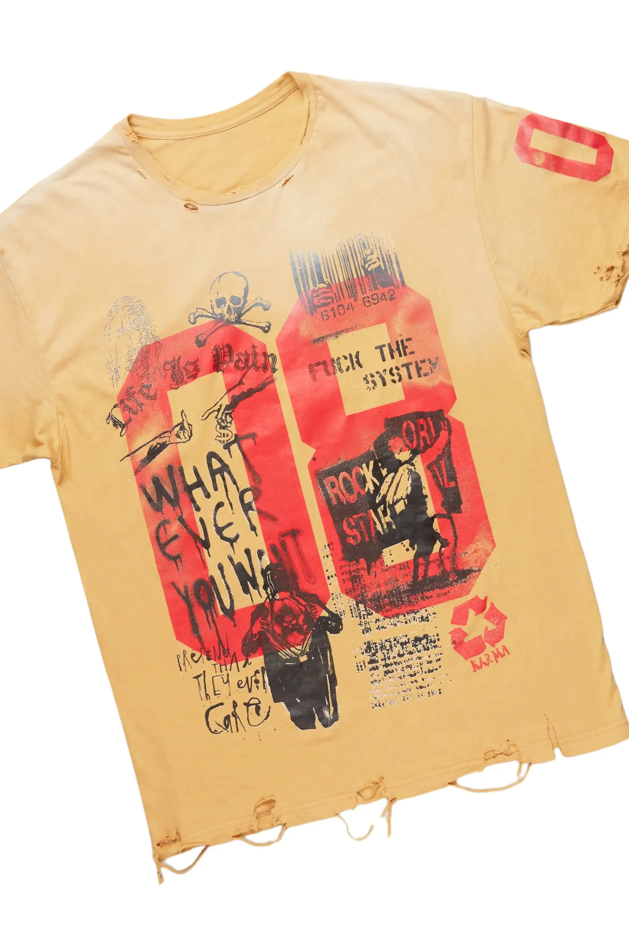 Grill Beige Oversized T-Shirt & Ricky Super Stacked Flare Jean Bundle sold by Rockstar Original product image thumbnail 2