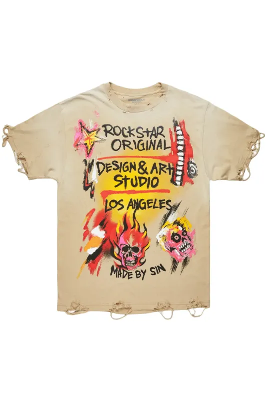 Soweto Beige Oversized Graphic T-Shirt sold by Rockstar Original
