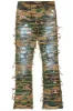 Raith Faded Camo Painter Stacked Flare Jean sold by Rockstar Original