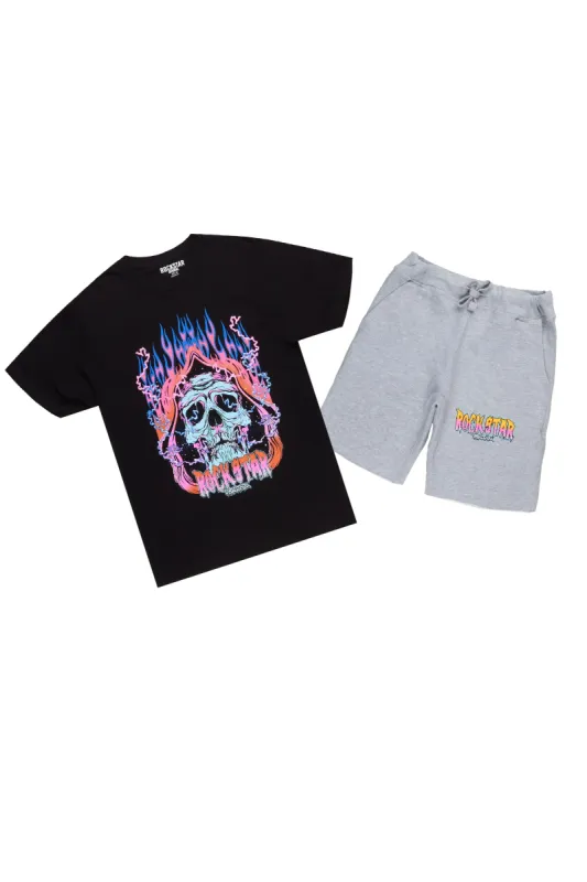 Disstans Black/Grey Graphic T-Shirt- Short Set sold by Rockstar Original
