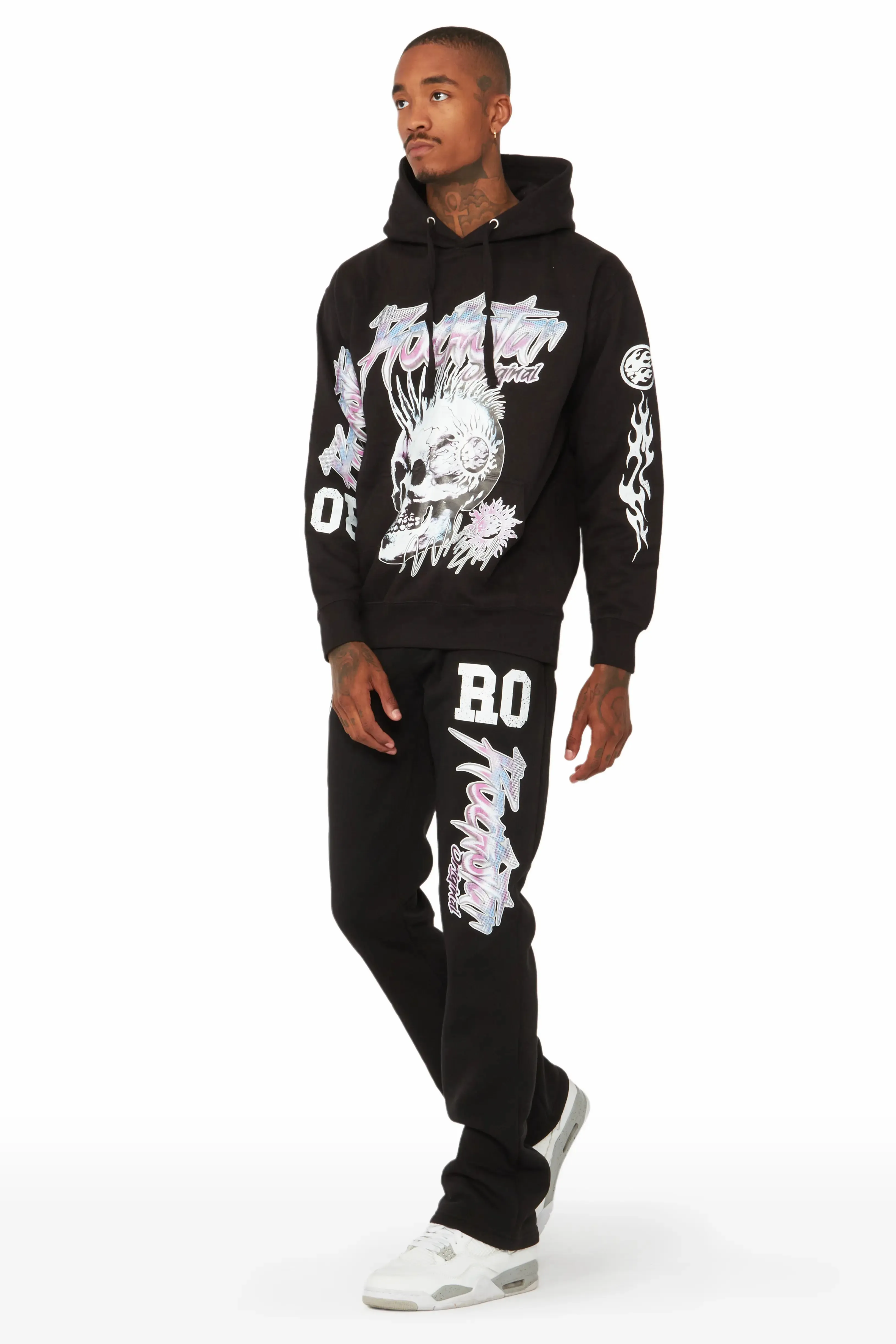 Ernesto Black Hoodie/Stacked Flare Pant Track Set sold by Rockstar Original product image thumbnail 3