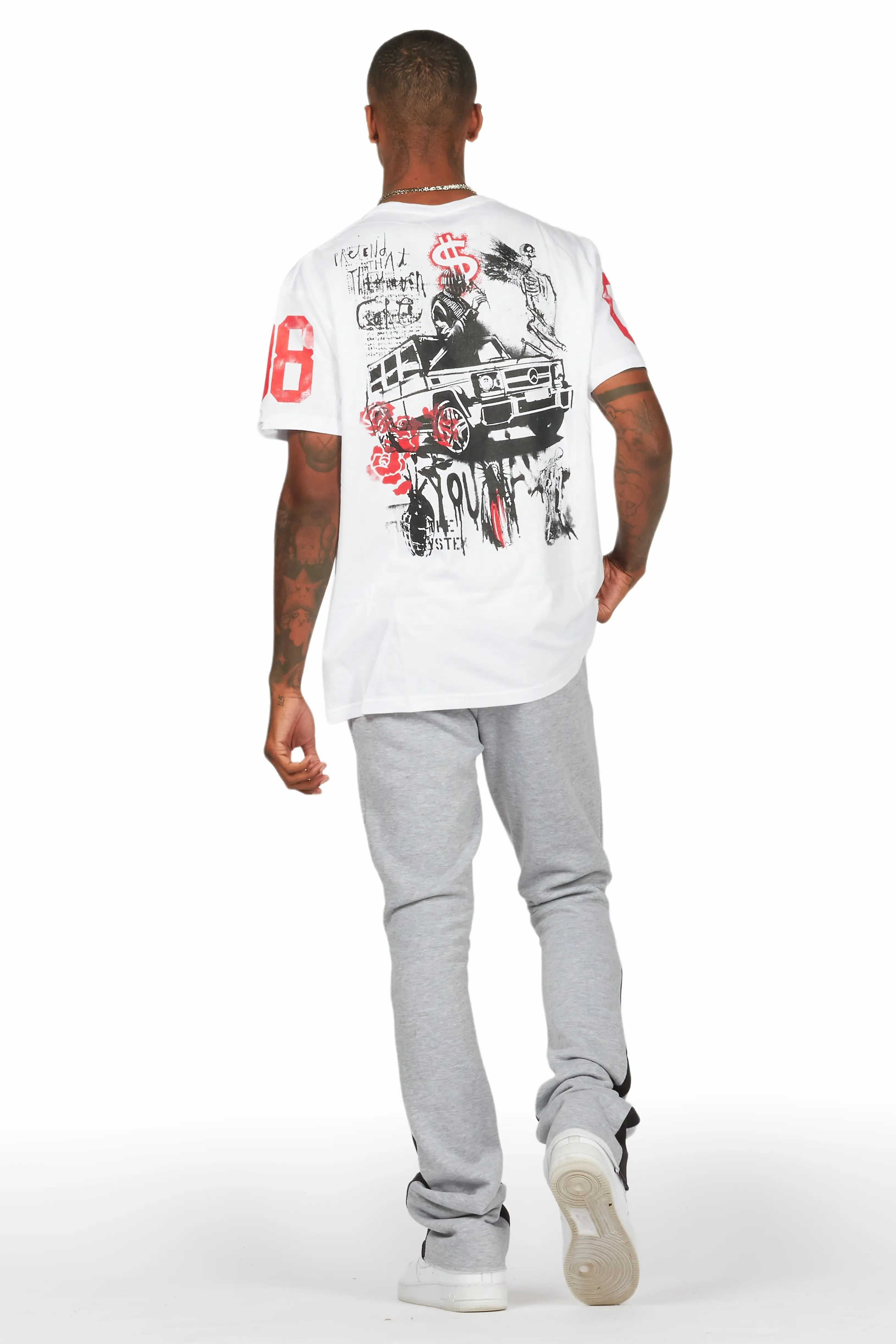 Grill White/Grey Oversized T-Shirt/Stacked Track Set sold by Rockstar Original product image thumbnail 4