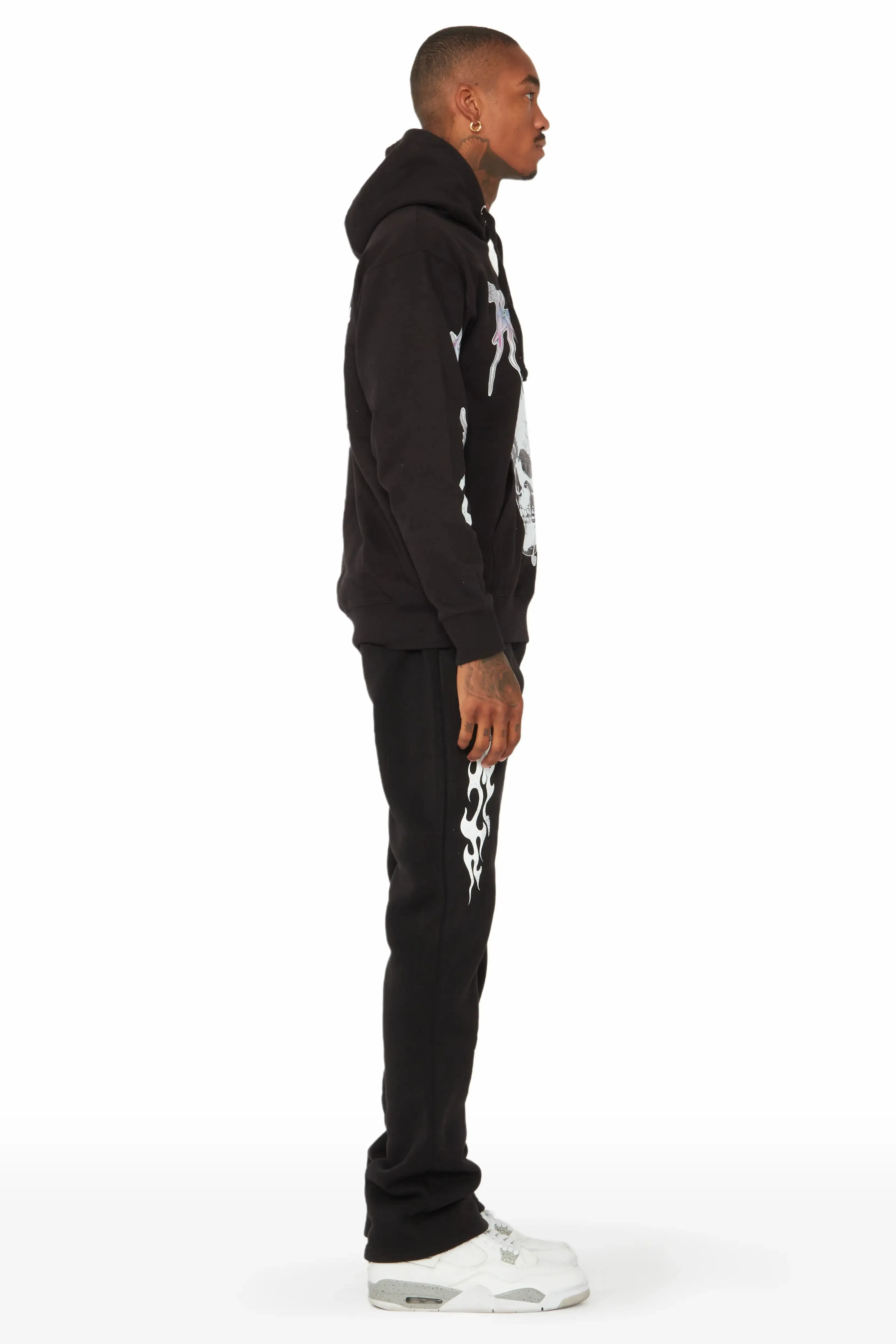 Ernesto Black Hoodie/Stacked Flare Pant Track Set sold by Rockstar Original product image thumbnail 4
