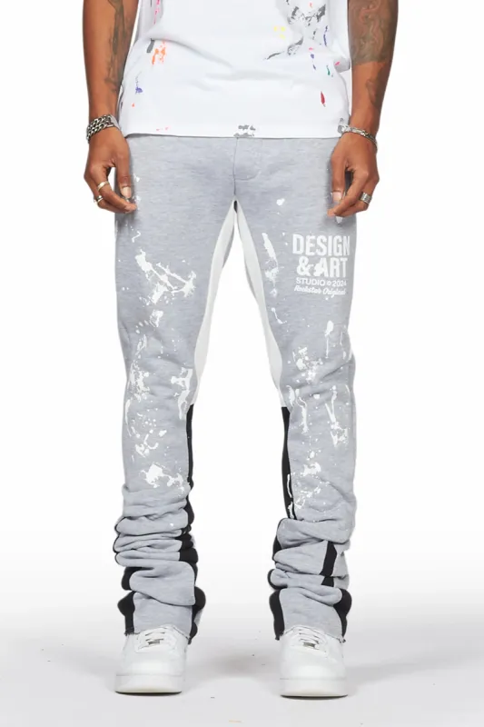 Damone Heather Grey Super Stacked Flare Track Pant sold by Rockstar Original