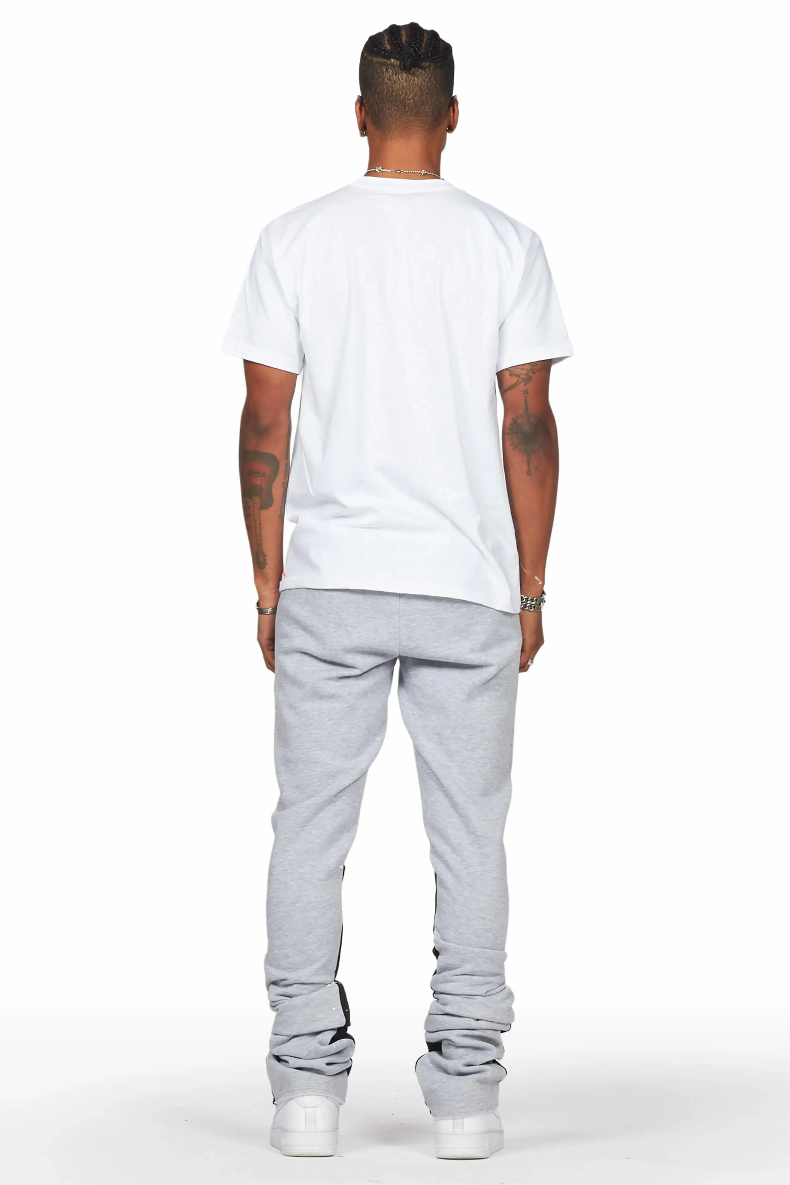 Damone Heather Grey Super Stacked Flare Track Pant sold by Rockstar Original product image thumbnail 5