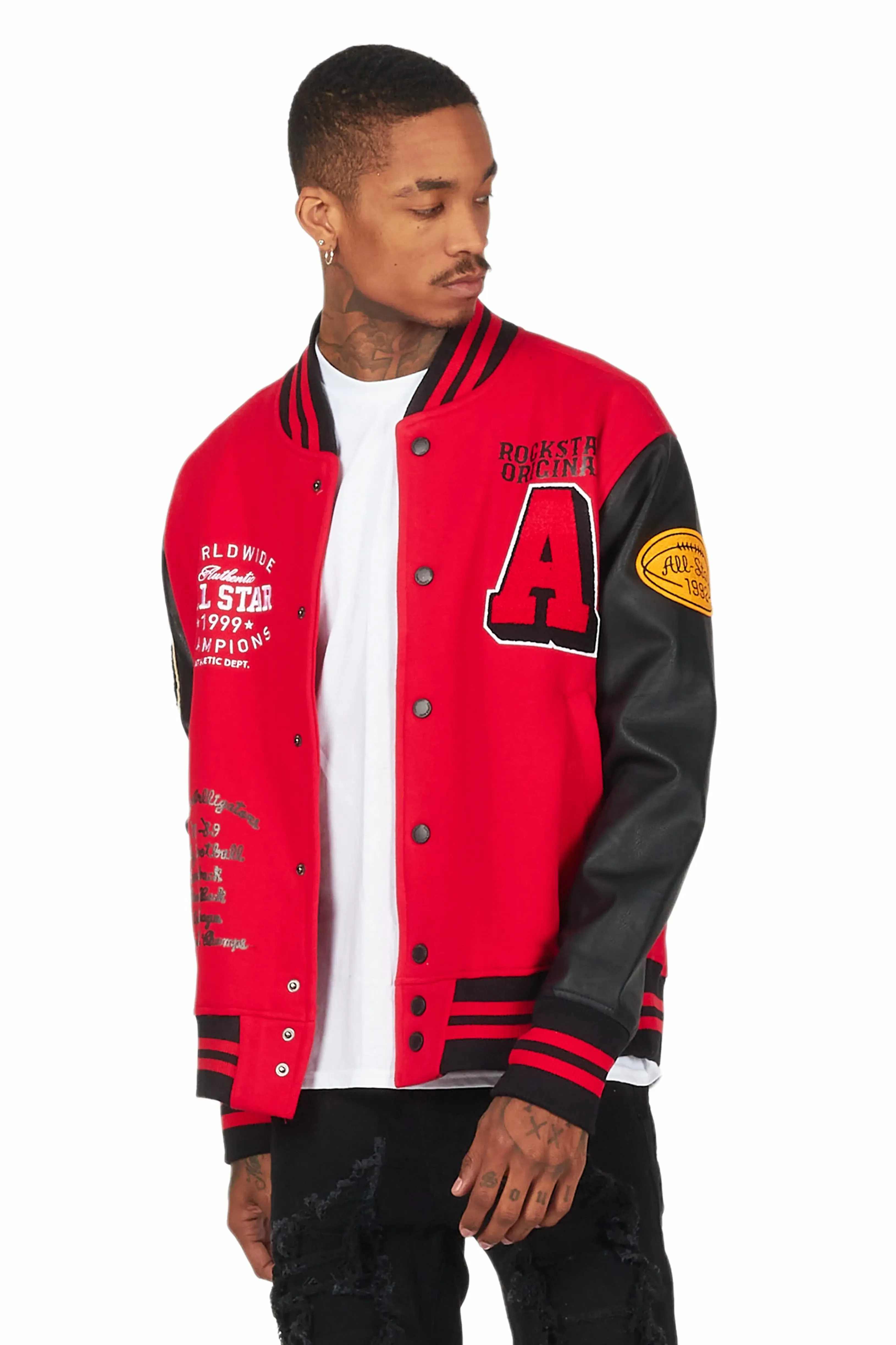Kebi Red/Black Varsity Jacket sold by Rockstar Original product image thumbnail 4