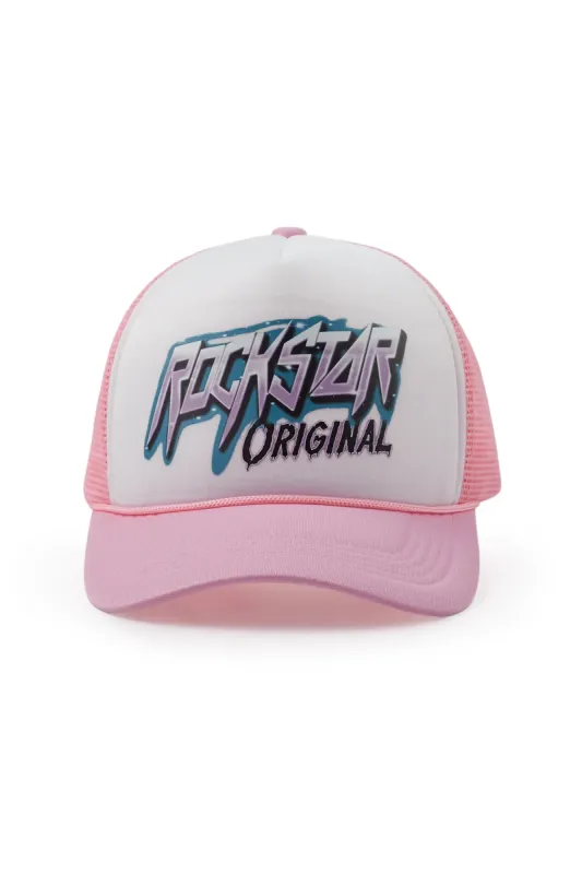 Darwin White/Light Pink Trucker Hat sold by Rockstar Original