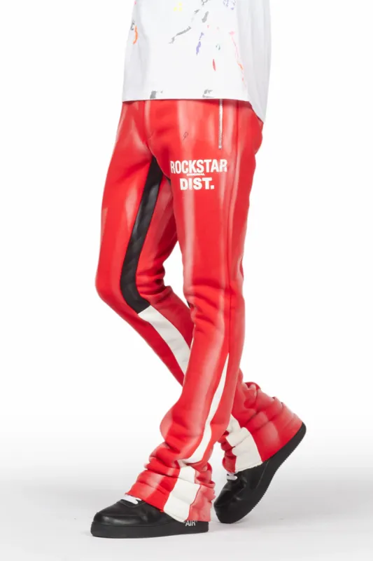 Firoz Red Graphic Stacked Flare Pant sold by Rockstar Original