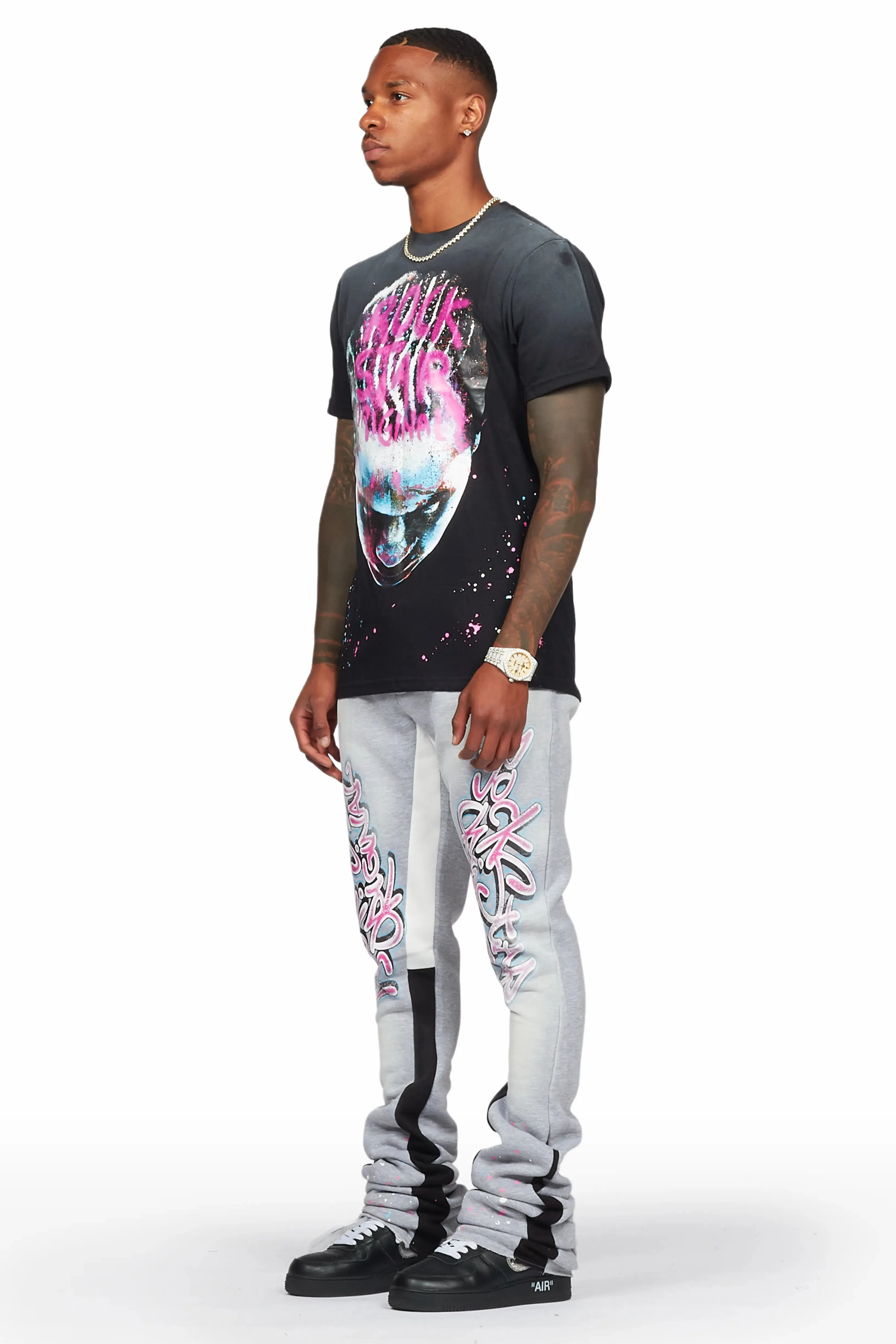 Weave Black/Grey T-Shirt Super Stacked Flare Track Set sold by Rockstar Original product image thumbnail 4