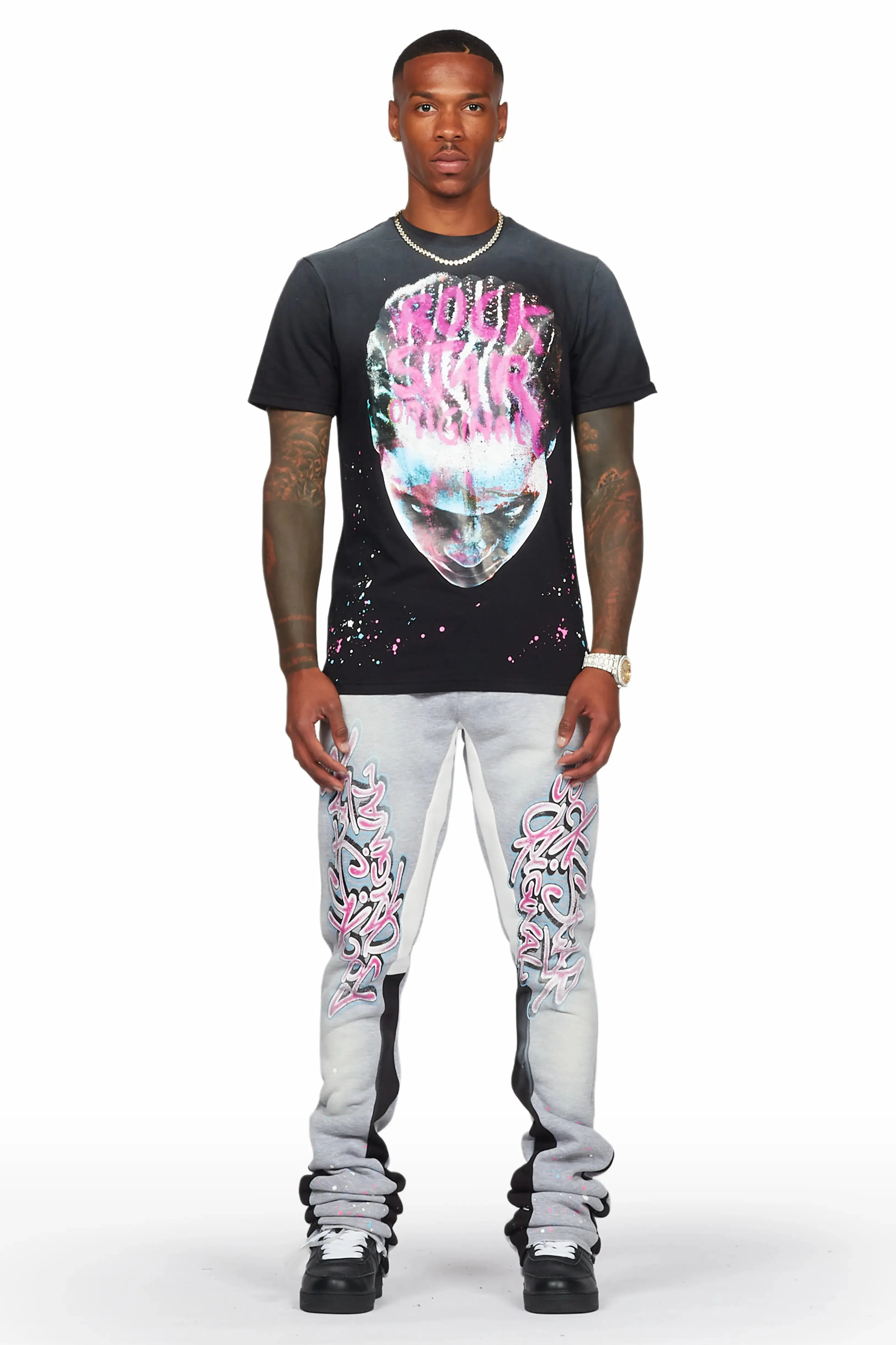 Weave Black/Grey T-Shirt Super Stacked Flare Track Set sold by Rockstar Original product image thumbnail 2