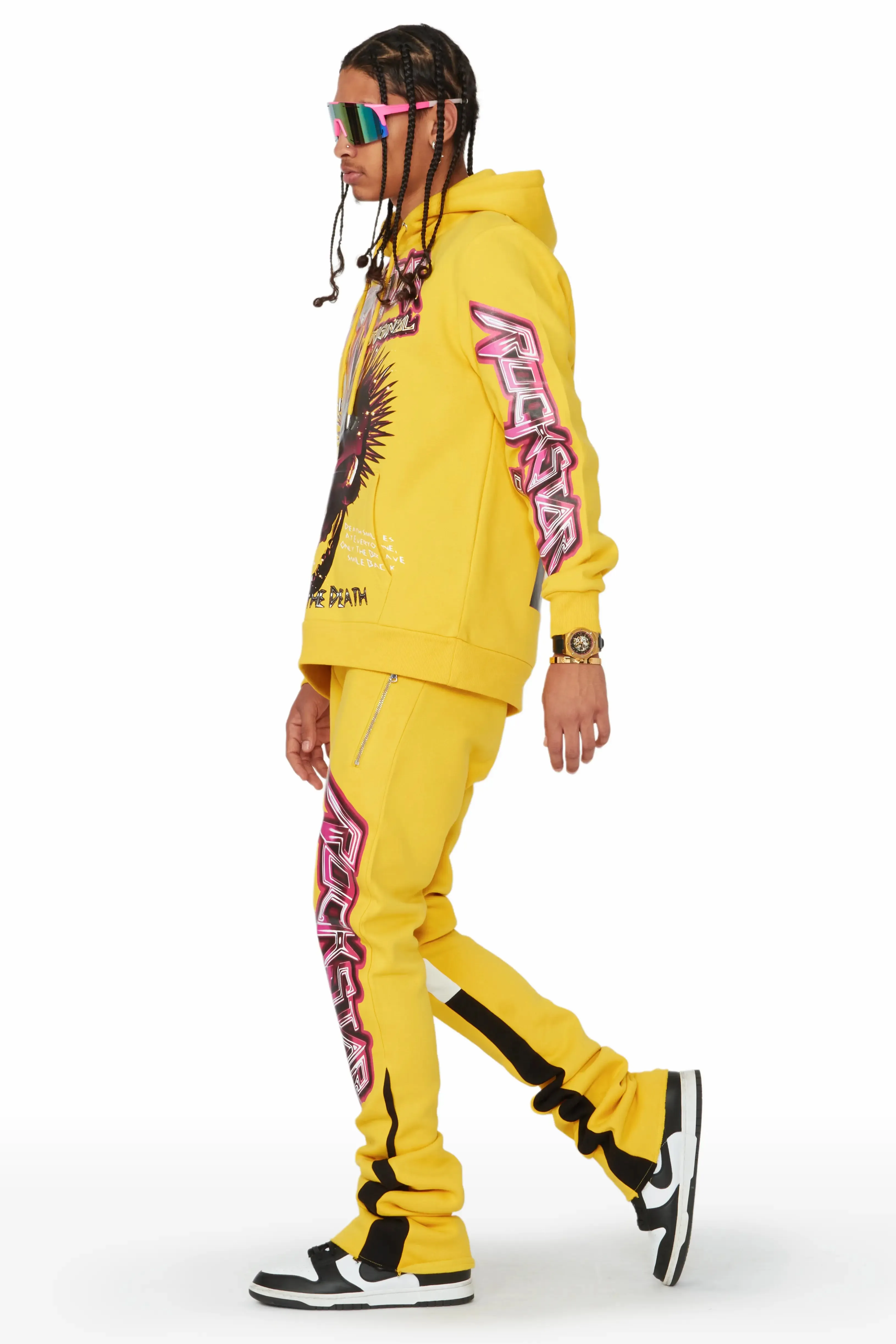 Obern Yellow Graphic Hoodie/Stacked Flare Pant Track Set sold by Rockstar Original product image thumbnail 3