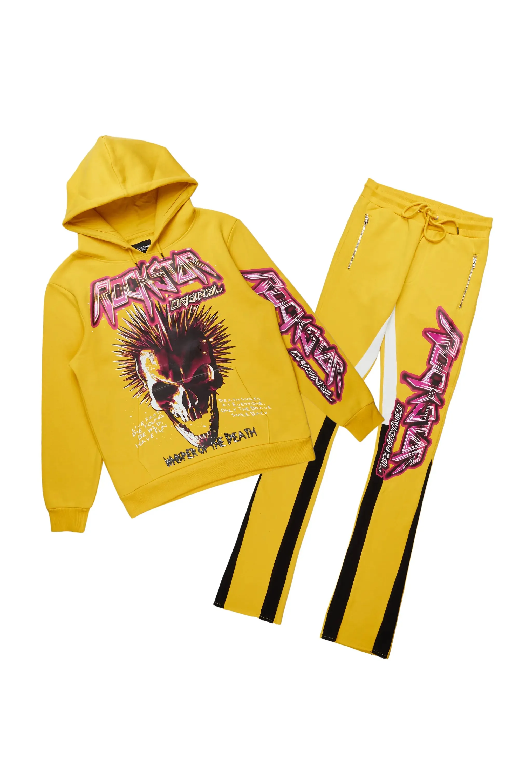 Obern Yellow Graphic Hoodie/Stacked Flare Pant Track Set sold by Rockstar Original product image thumbnail 2