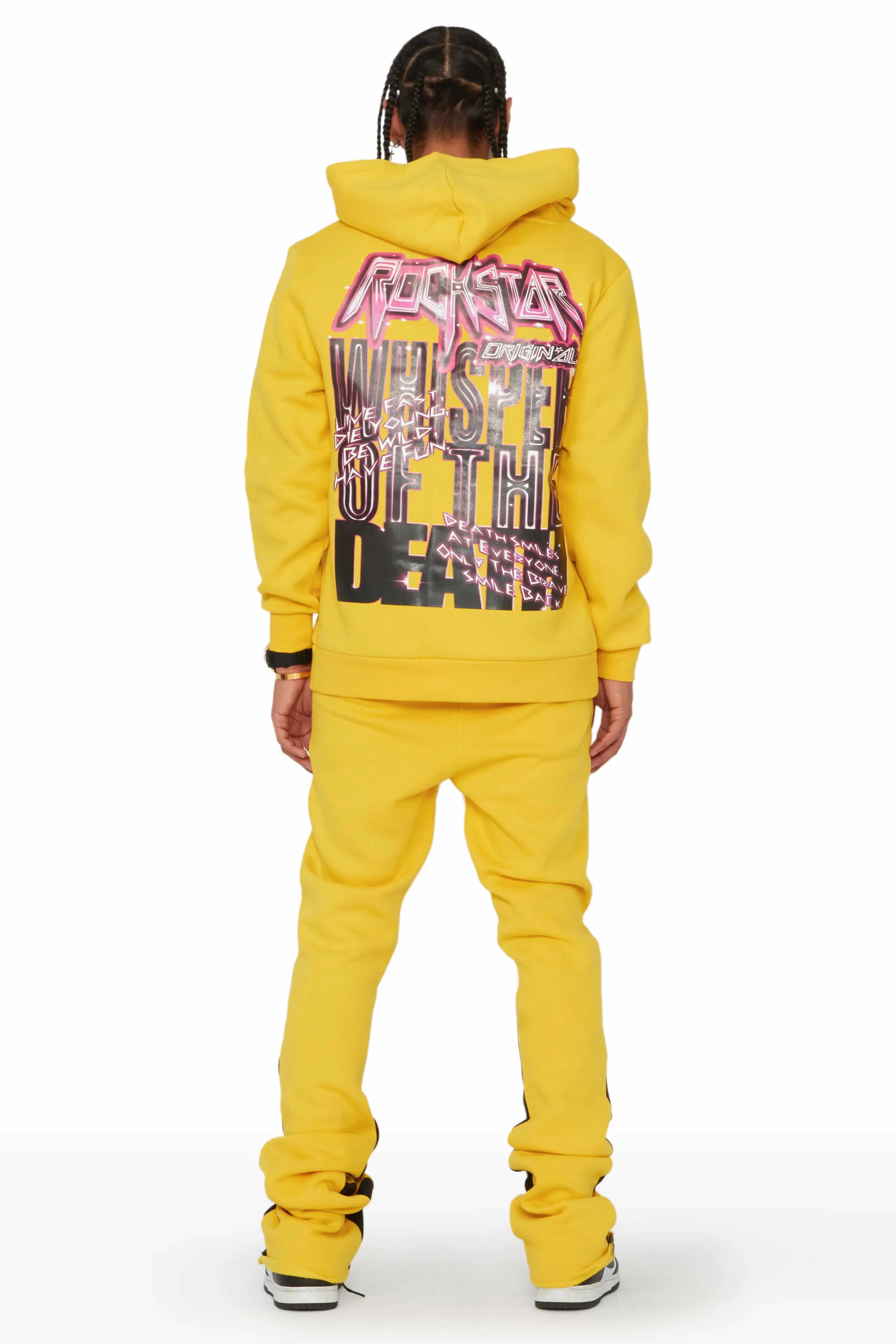 Obern Yellow Graphic Hoodie/Stacked Flare Pant Track Set sold by Rockstar Original product image thumbnail 5