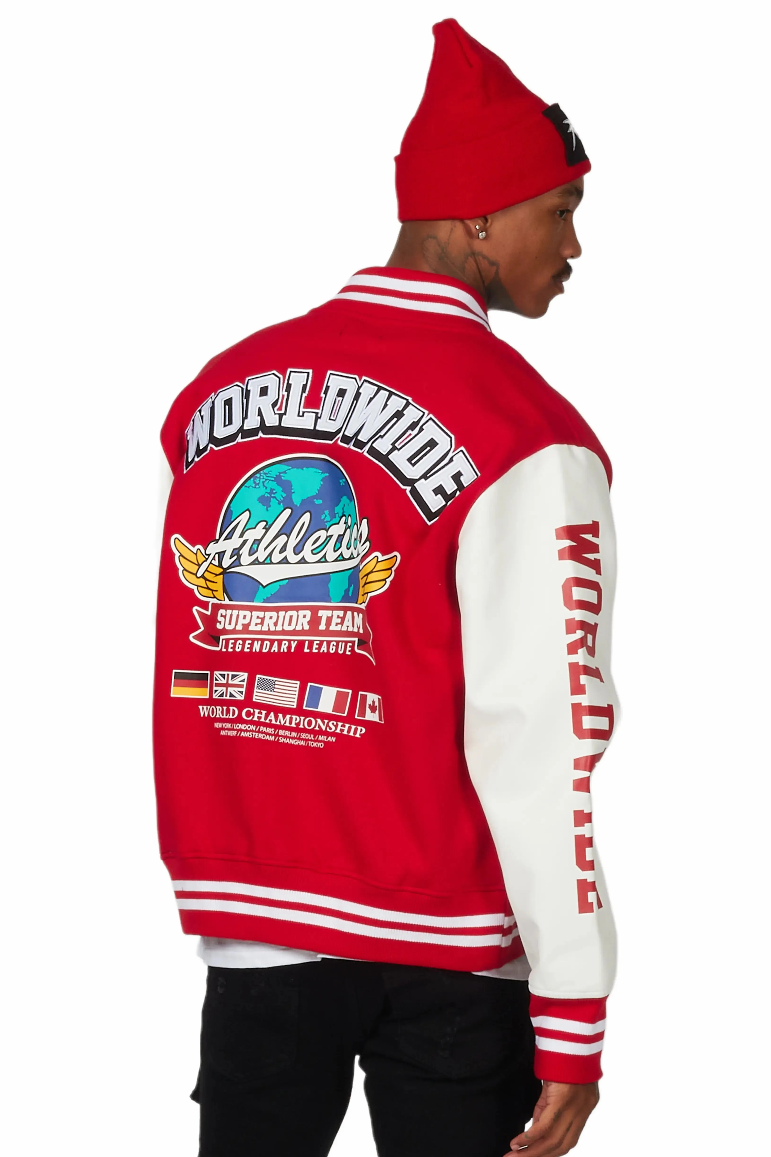 Izumi Red Varsity Jacket sold by Rockstar Original product image thumbnail 5