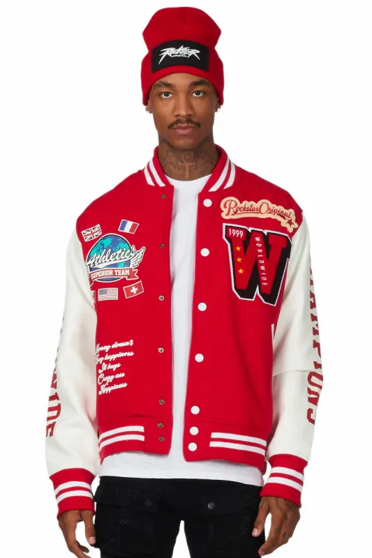 Izumi Red Varsity Jacket sold by Rockstar Original