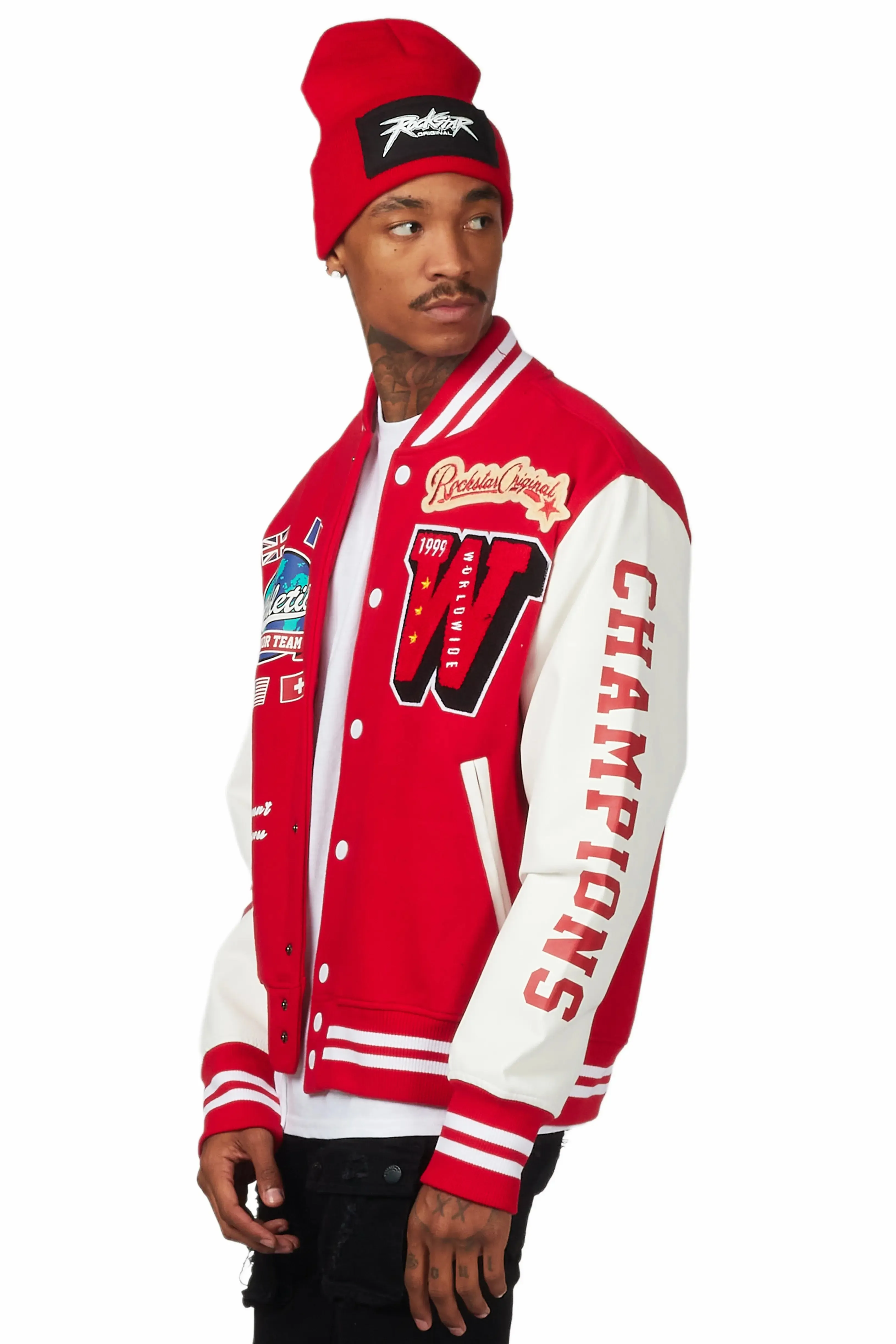Izumi Red Varsity Jacket sold by Rockstar Original product image thumbnail 4
