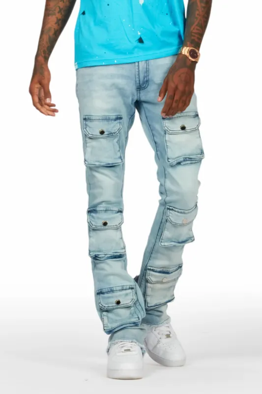 Tenzin Blue Stacked Flare Jean sold by Rockstar Original