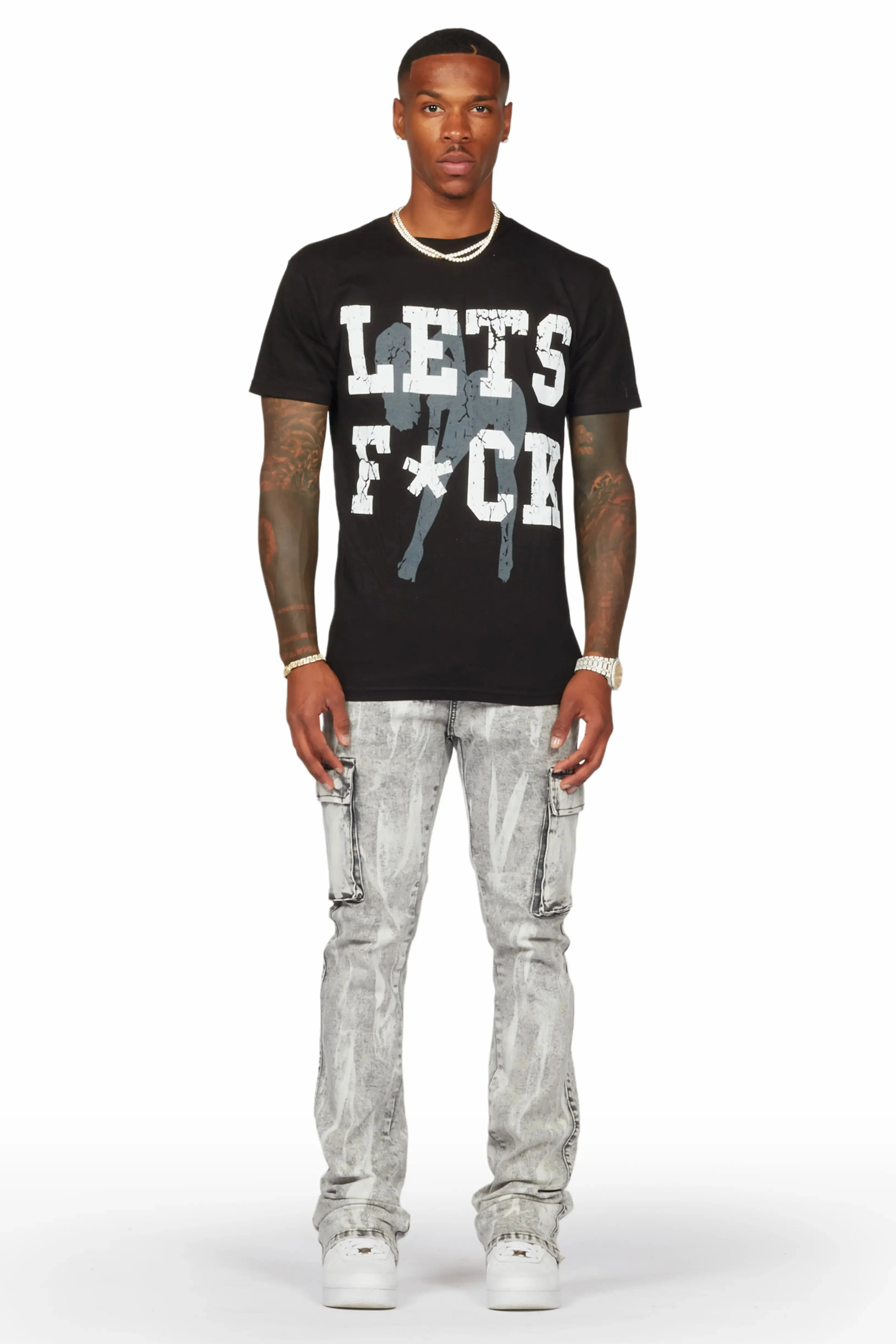 Dandy Light Grey Stacked Flare Cargo Jean sold by Rockstar Original product image thumbnail 3