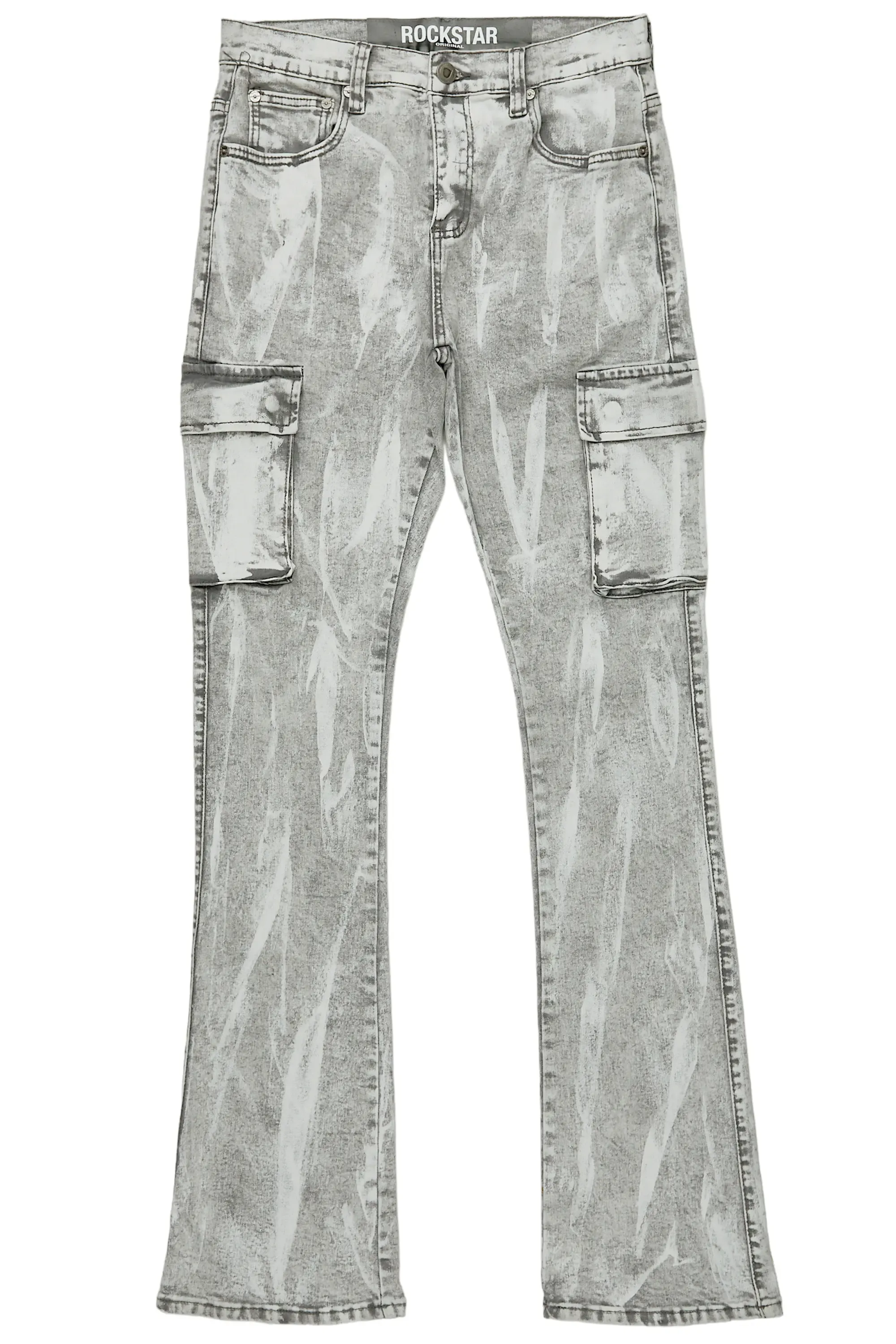 Dandy Light Grey Stacked Flare Cargo Jean sold by Rockstar Original product image thumbnail 2