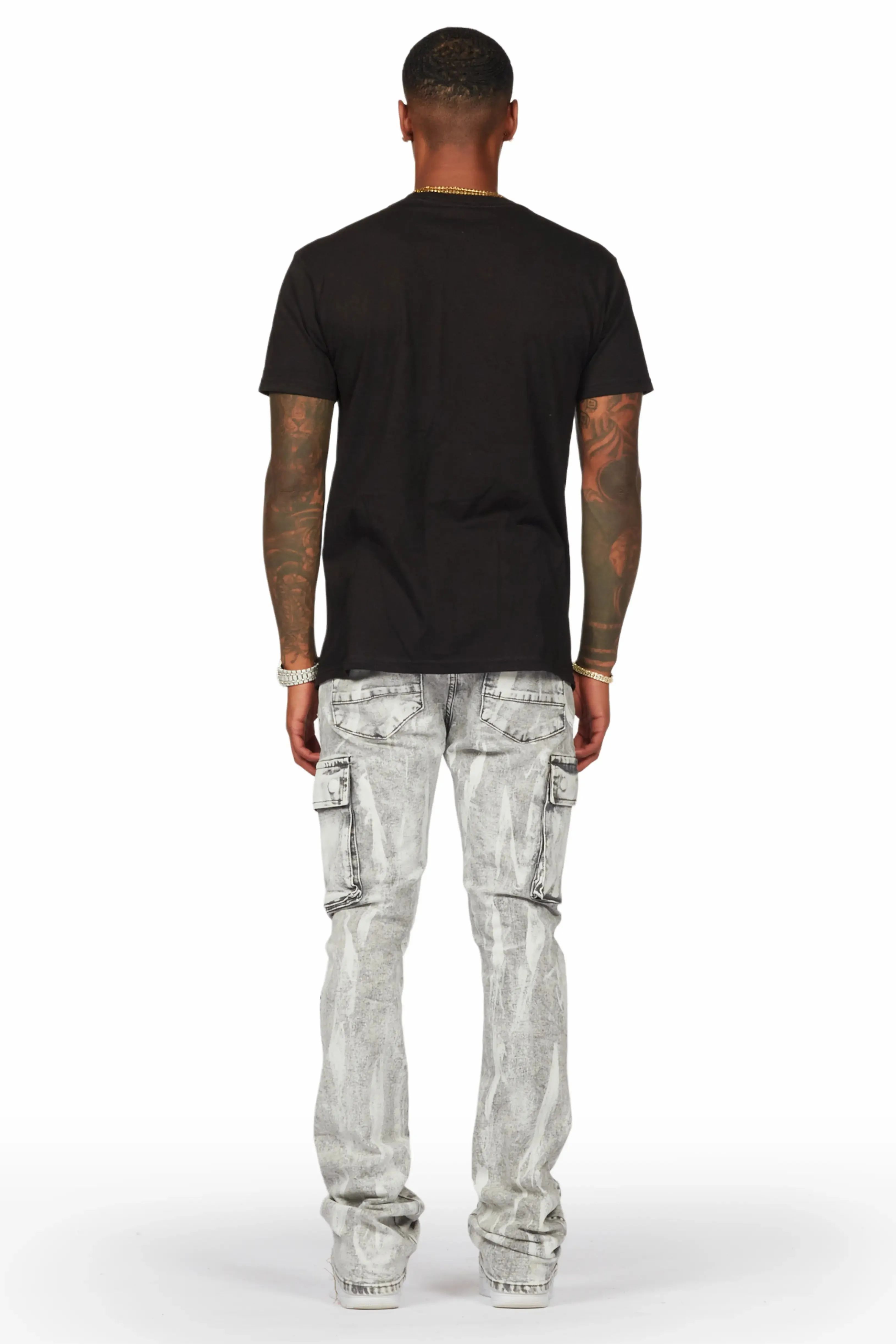 Dandy Light Grey Stacked Flare Cargo Jean sold by Rockstar Original product image thumbnail 5