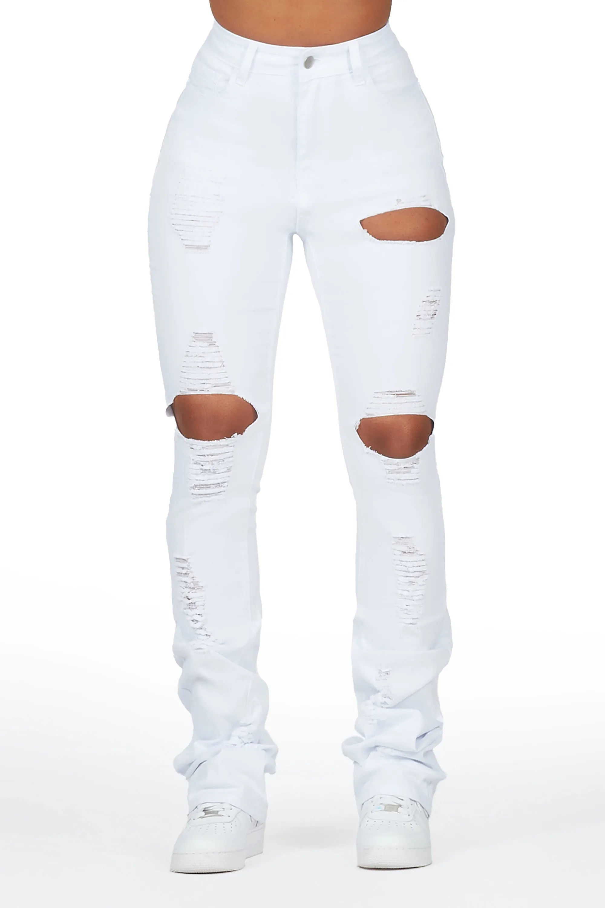 Takasia White Distressed Super Stacked Jean sold by Rockstar Original