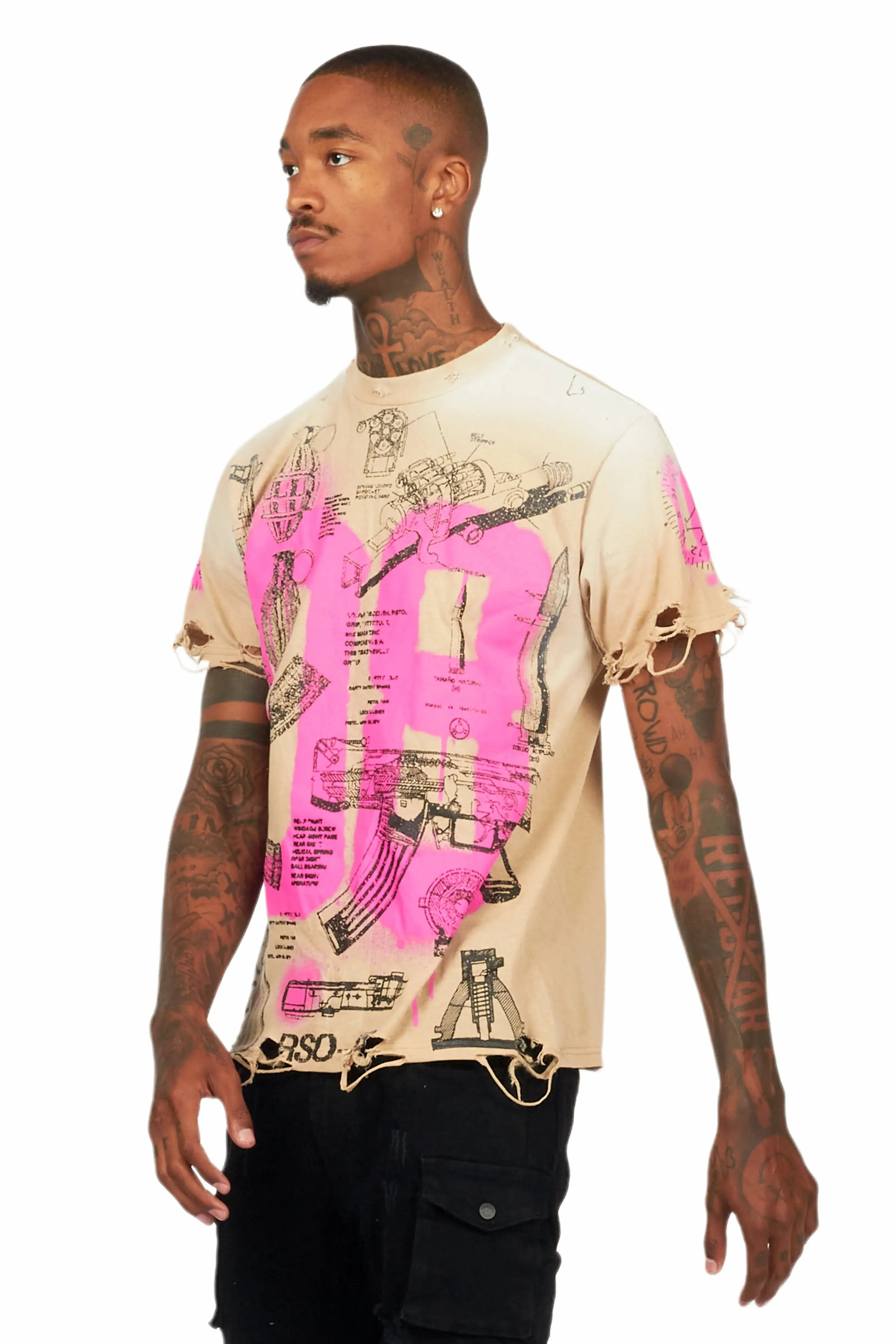 Nesta Beige Oversized Graphic T-Shirt sold by Rockstar Original product image thumbnail 5