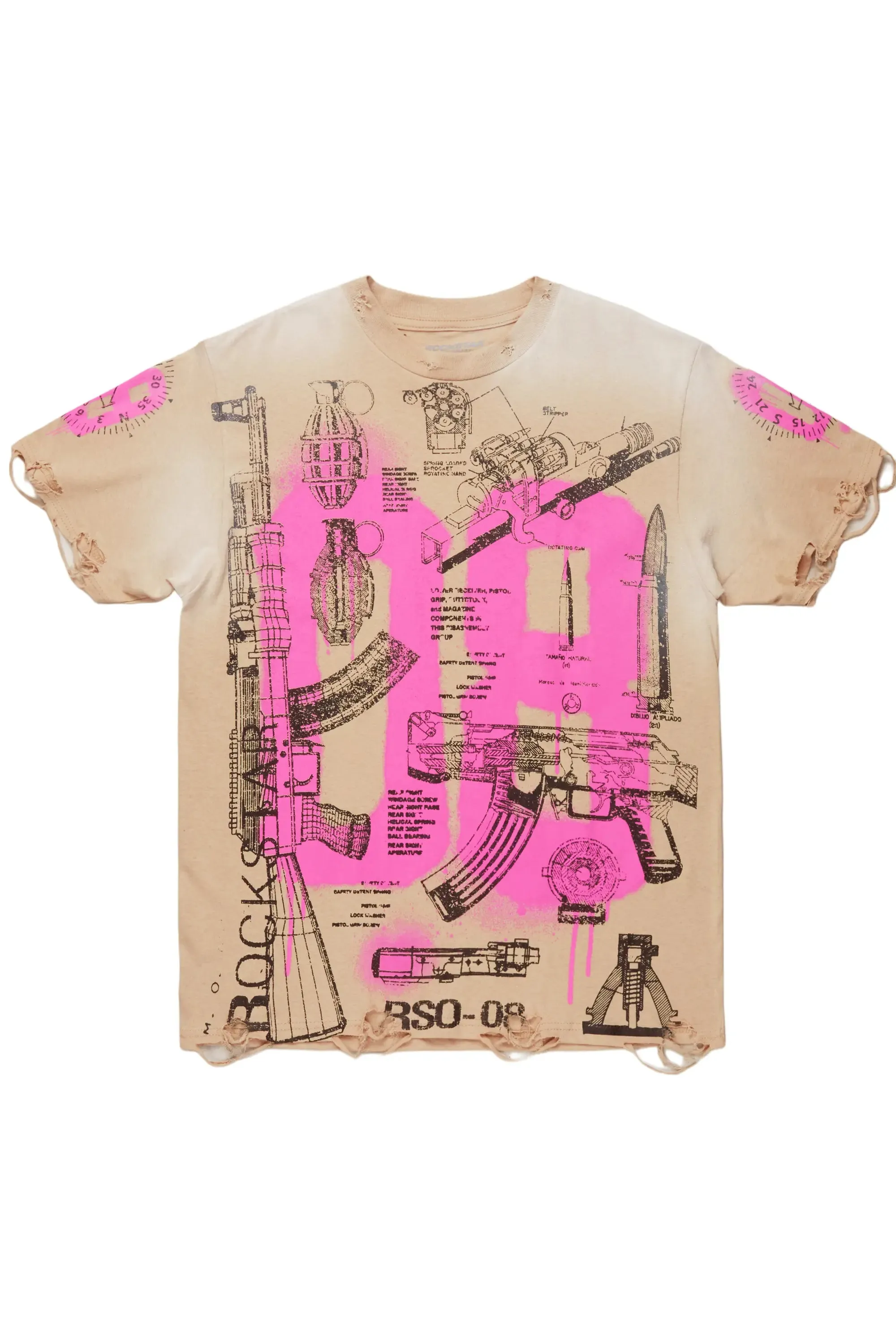 Nesta Beige Oversized Graphic T-Shirt sold by Rockstar Original