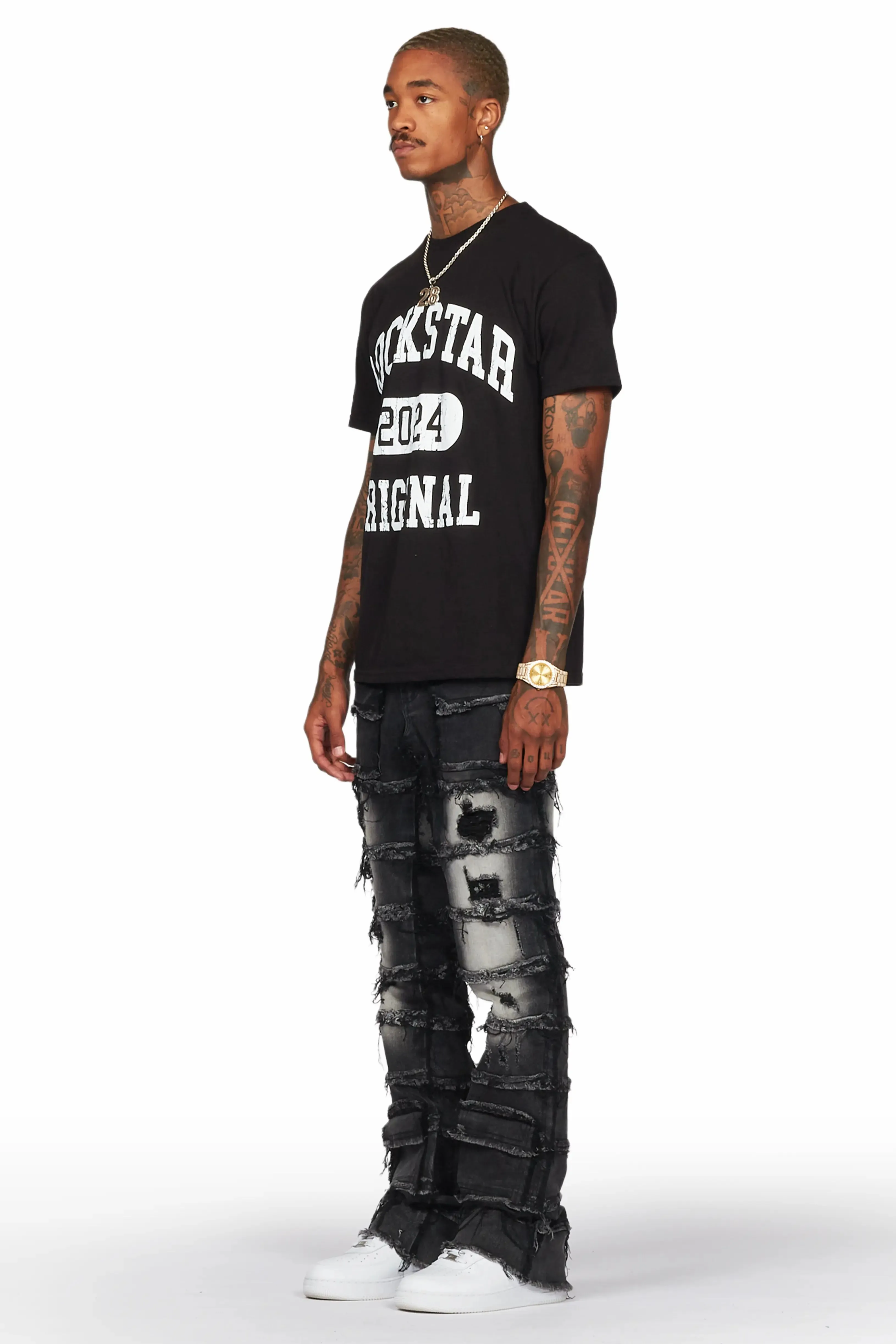 Taimo Black Baggy Cargo Stacked Jean sold by Rockstar Original product image thumbnail 5