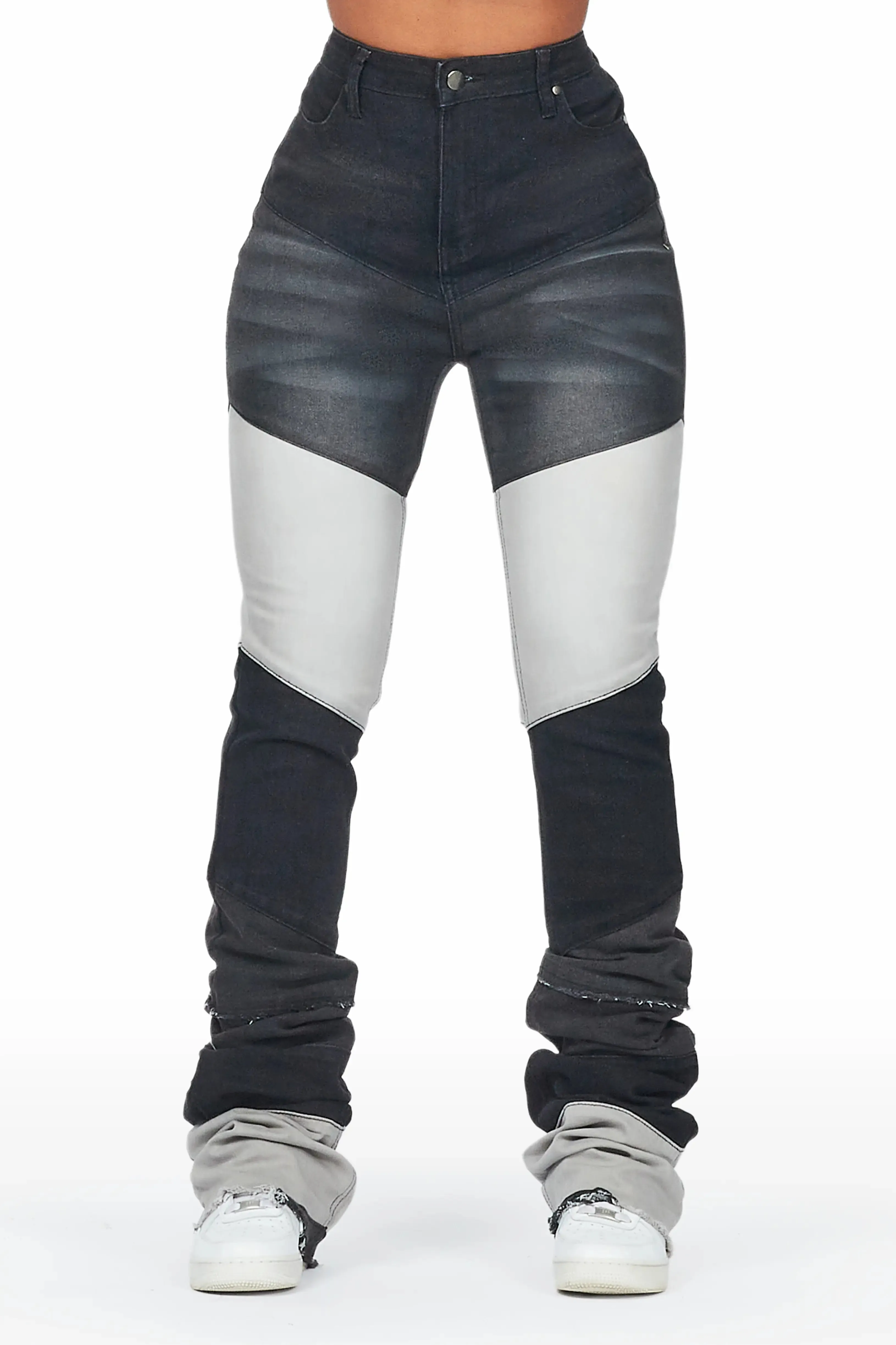Verity Black Patchwork Super Stacked Jean sold by Rockstar Original