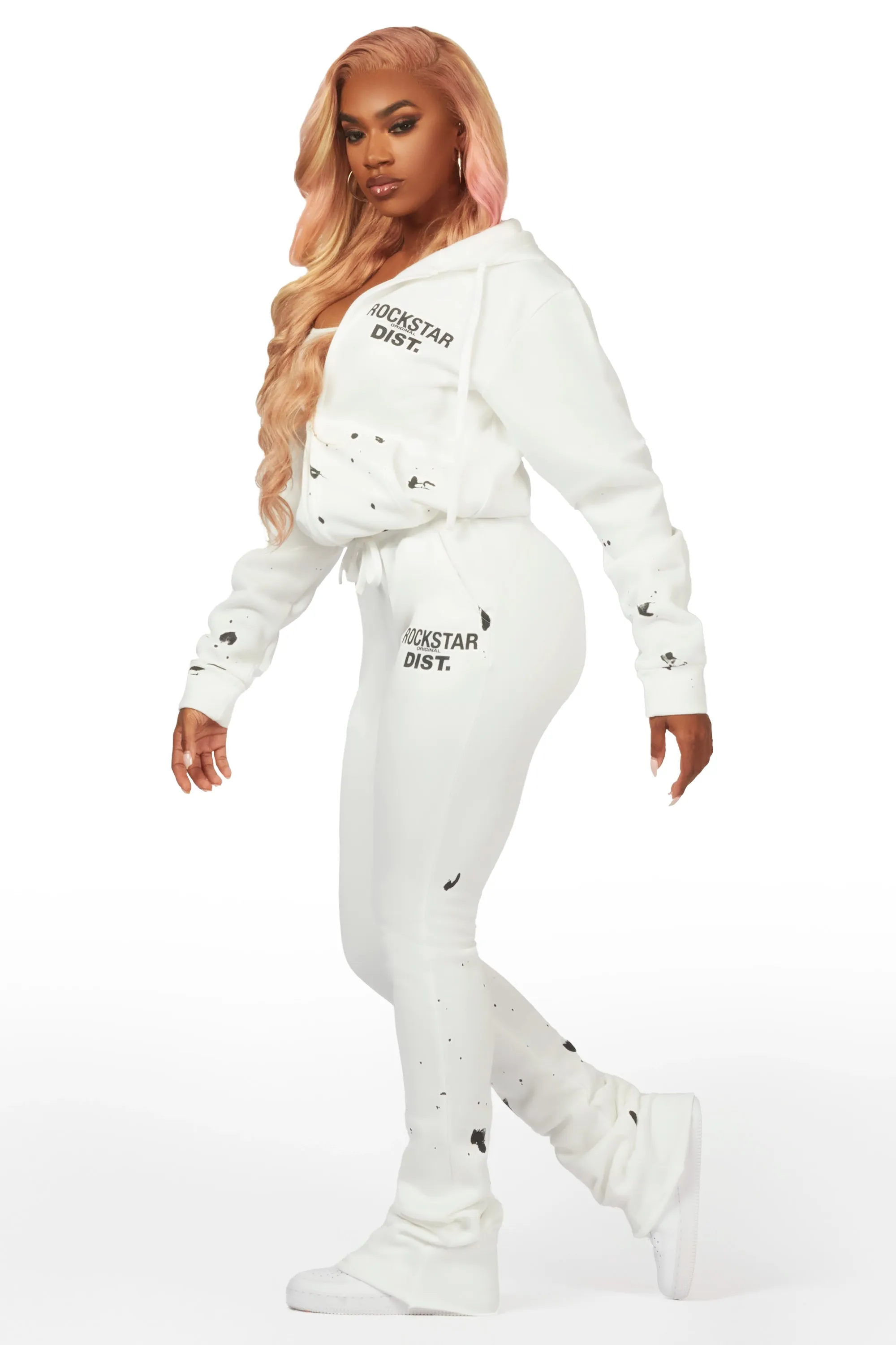 Halloway White Zip Up Super Stacked Trackset sold by Rockstar Original product image thumbnail 3