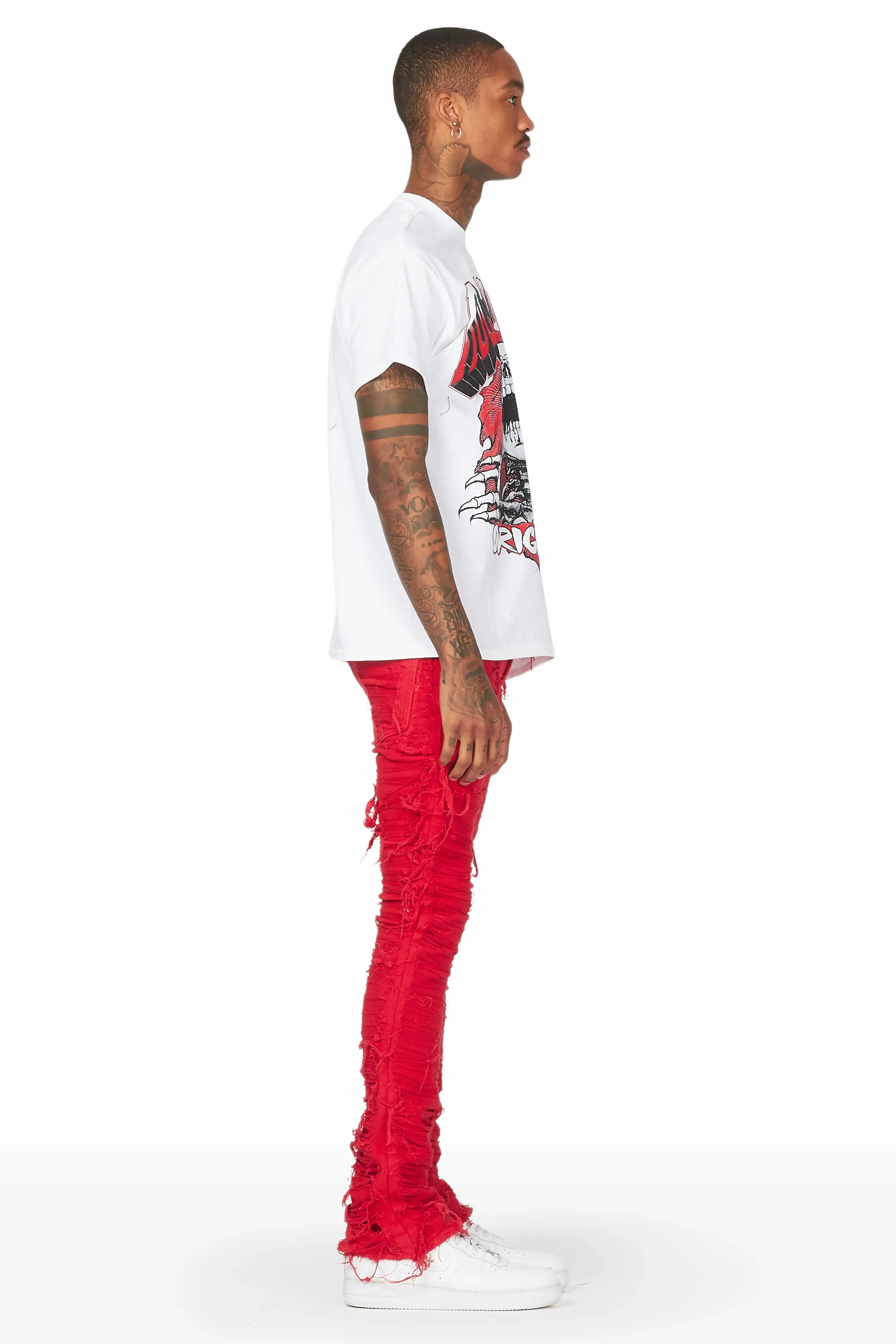 Conrad Red Stacked Flare Jean sold by Rockstar Original product image thumbnail 4
