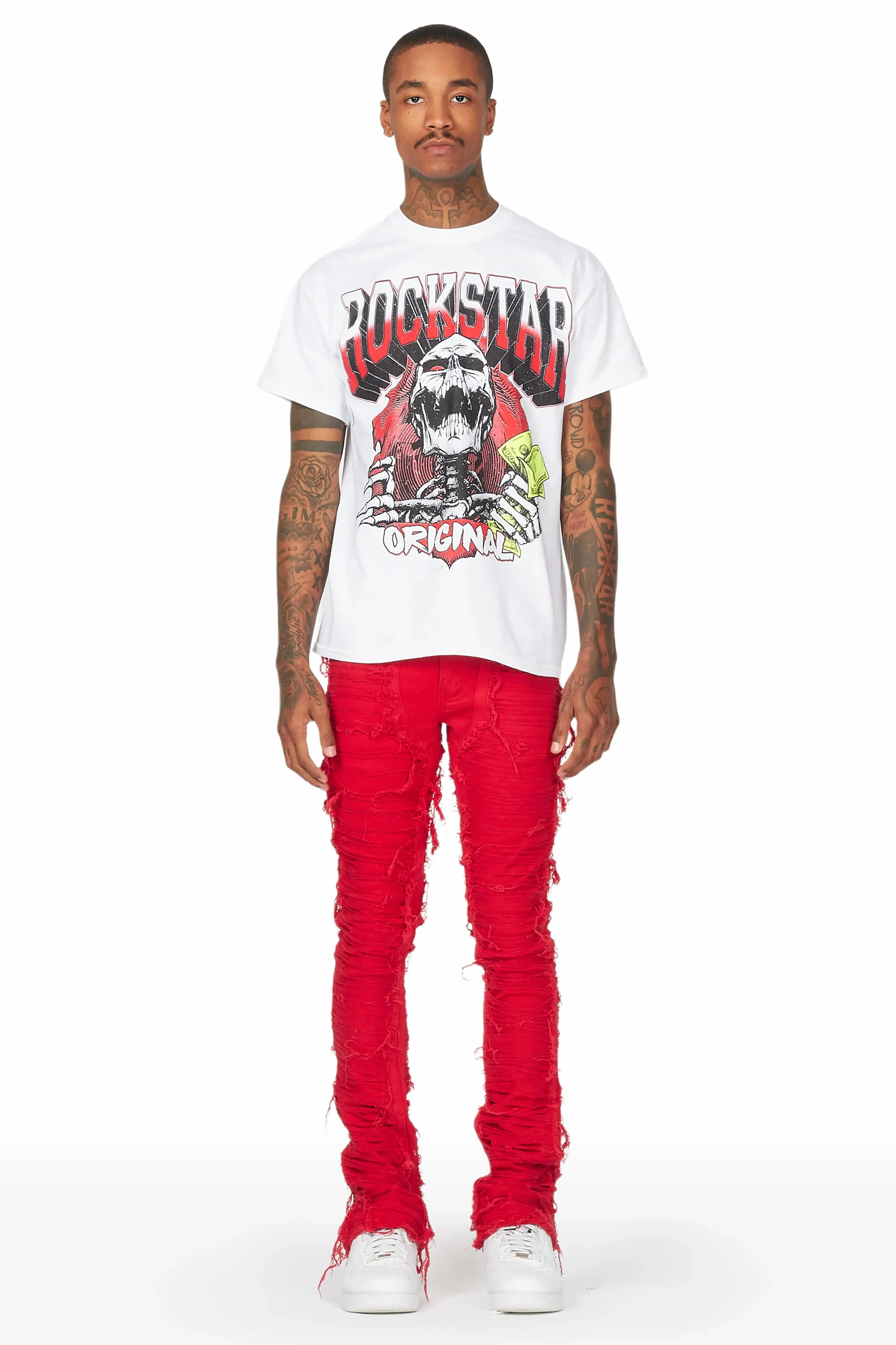 Conrad Red Stacked Flare Jean sold by Rockstar Original product image thumbnail 3