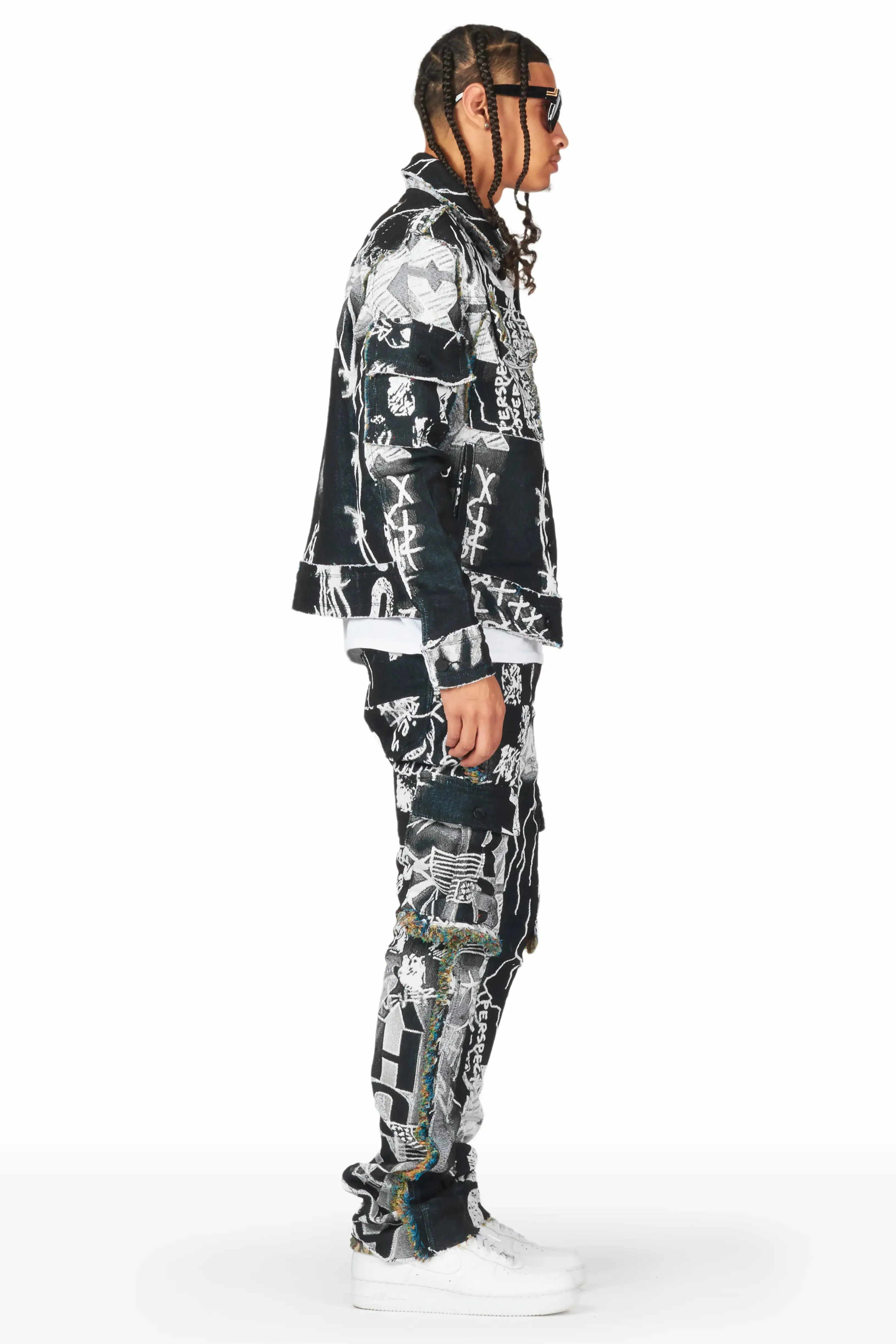 Zane Black/White Tapestry Trucker Jacket sold by Rockstar Original product image thumbnail 4