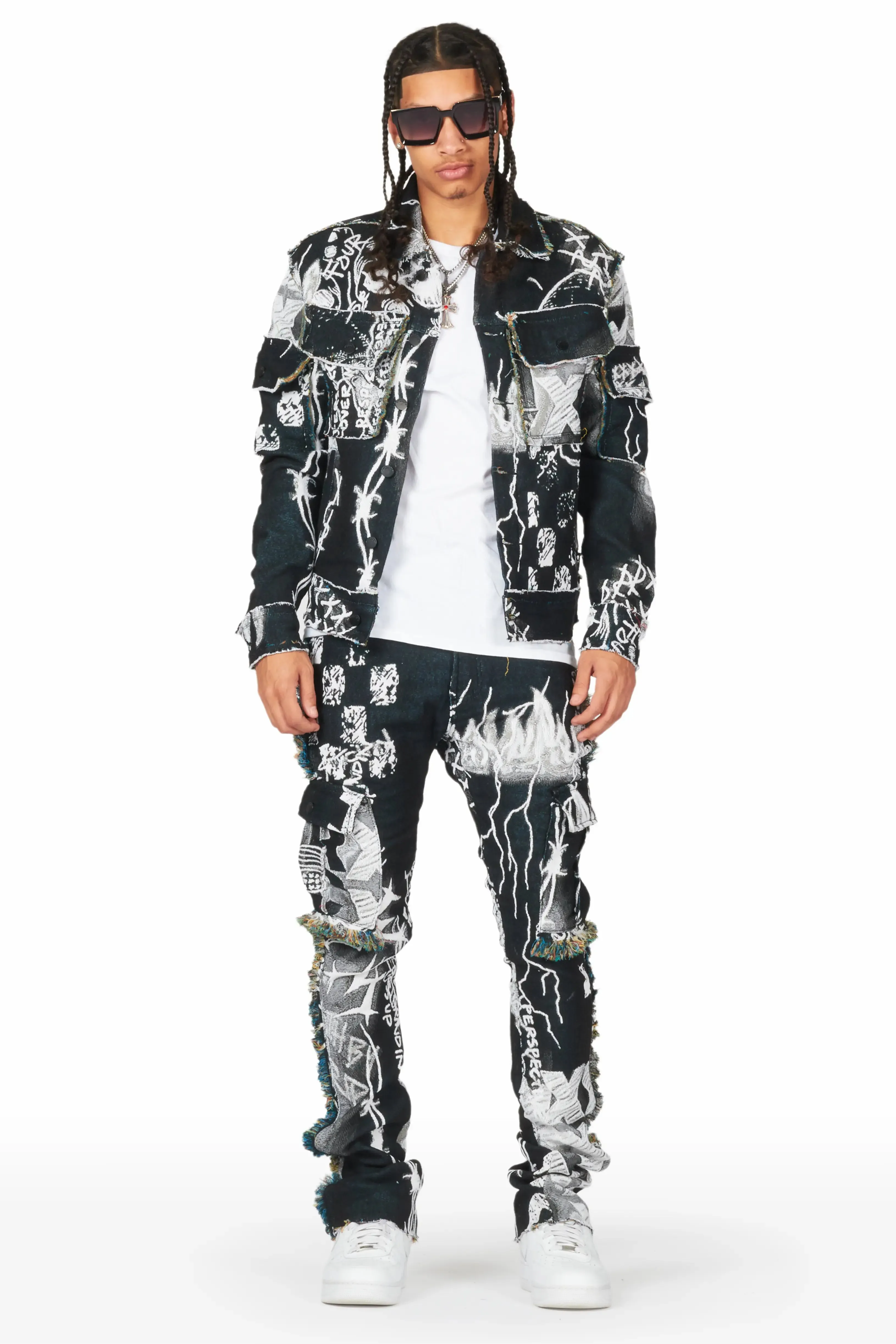 Zane Black/White Tapestry Trucker Jacket sold by Rockstar Original