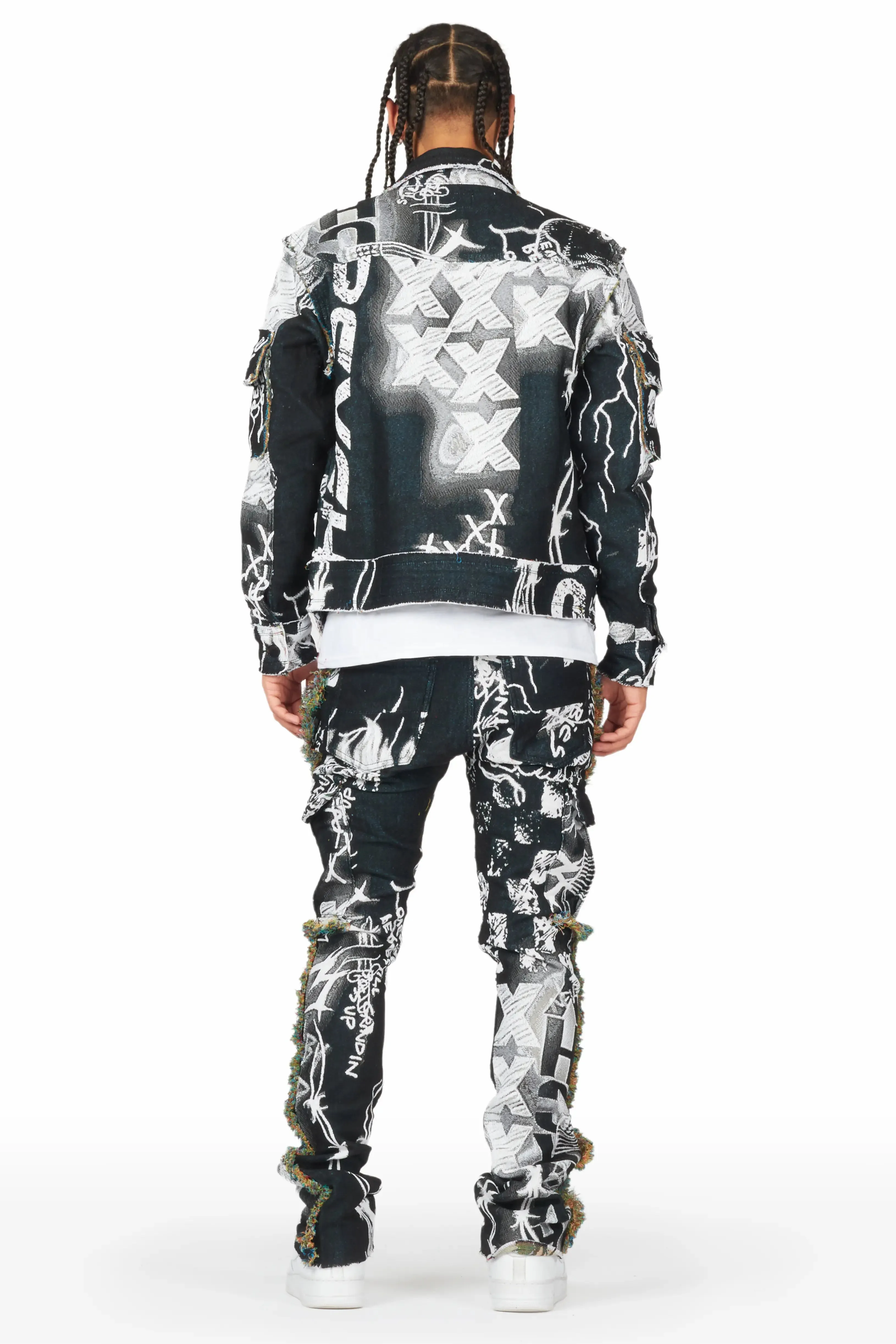 Zane Black/White Tapestry Trucker Jacket sold by Rockstar Original product image thumbnail 5
