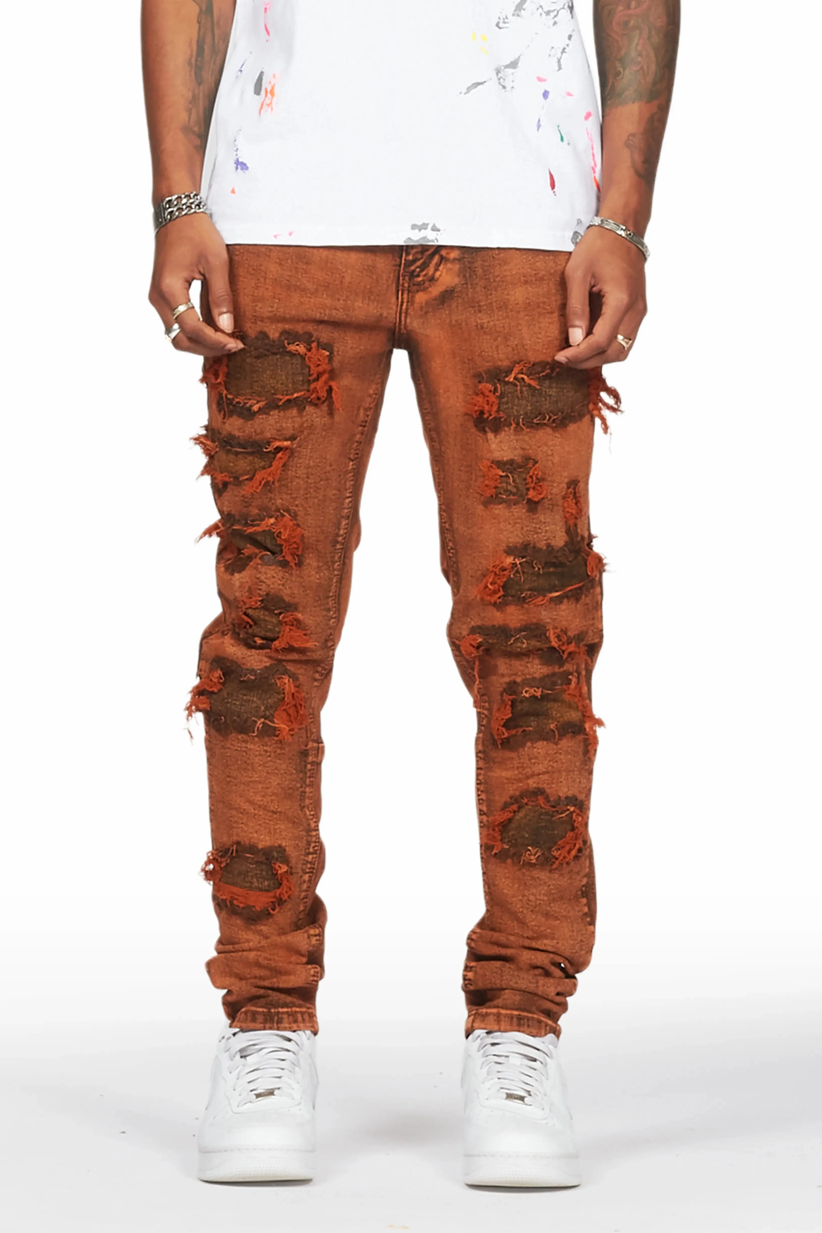 Dalit Orange Under Patch Skinny Fit Jean sold by Rockstar Original