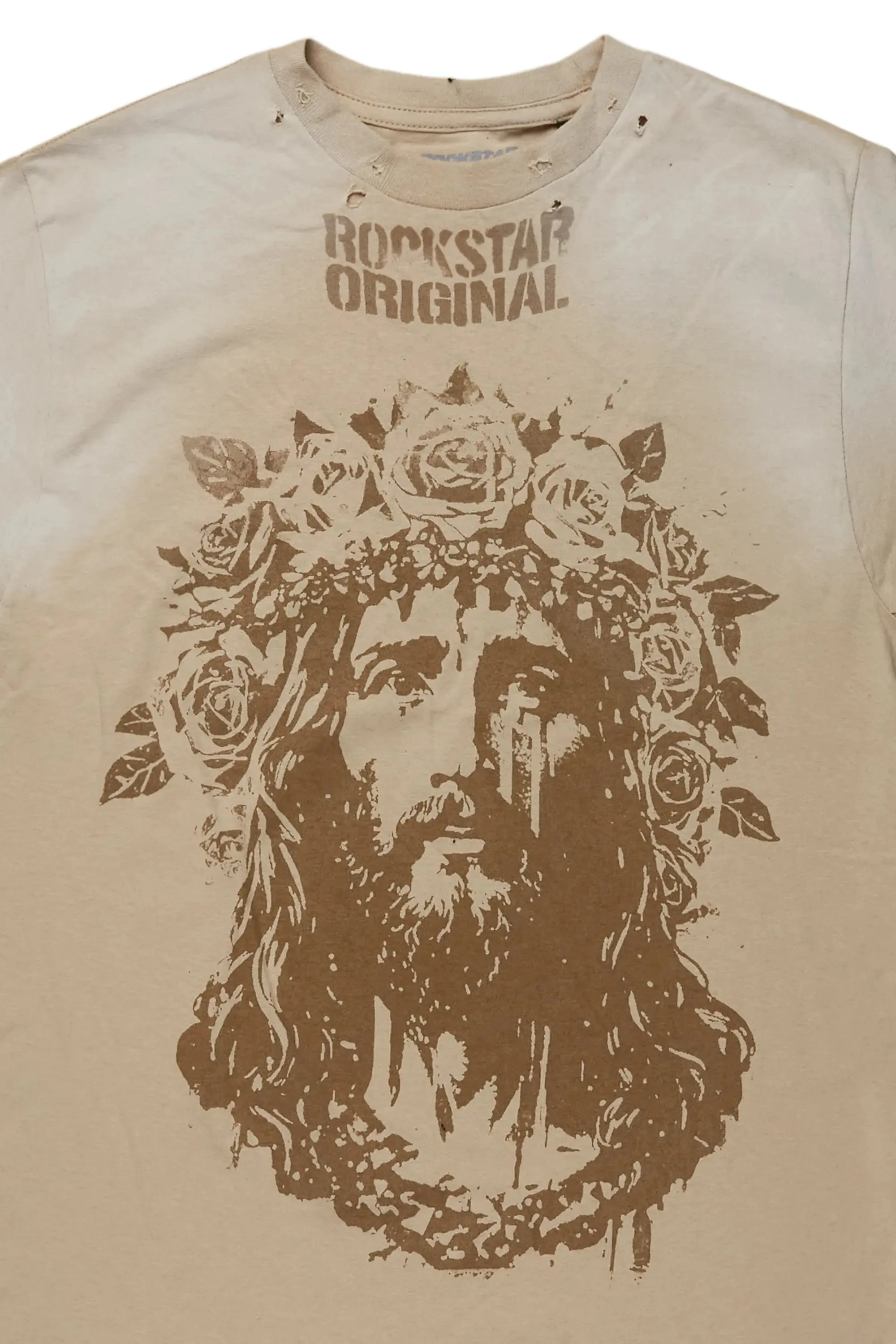 Sempe Beige Oversized Graphic T-Shirt sold by Rockstar Original product image thumbnail 5