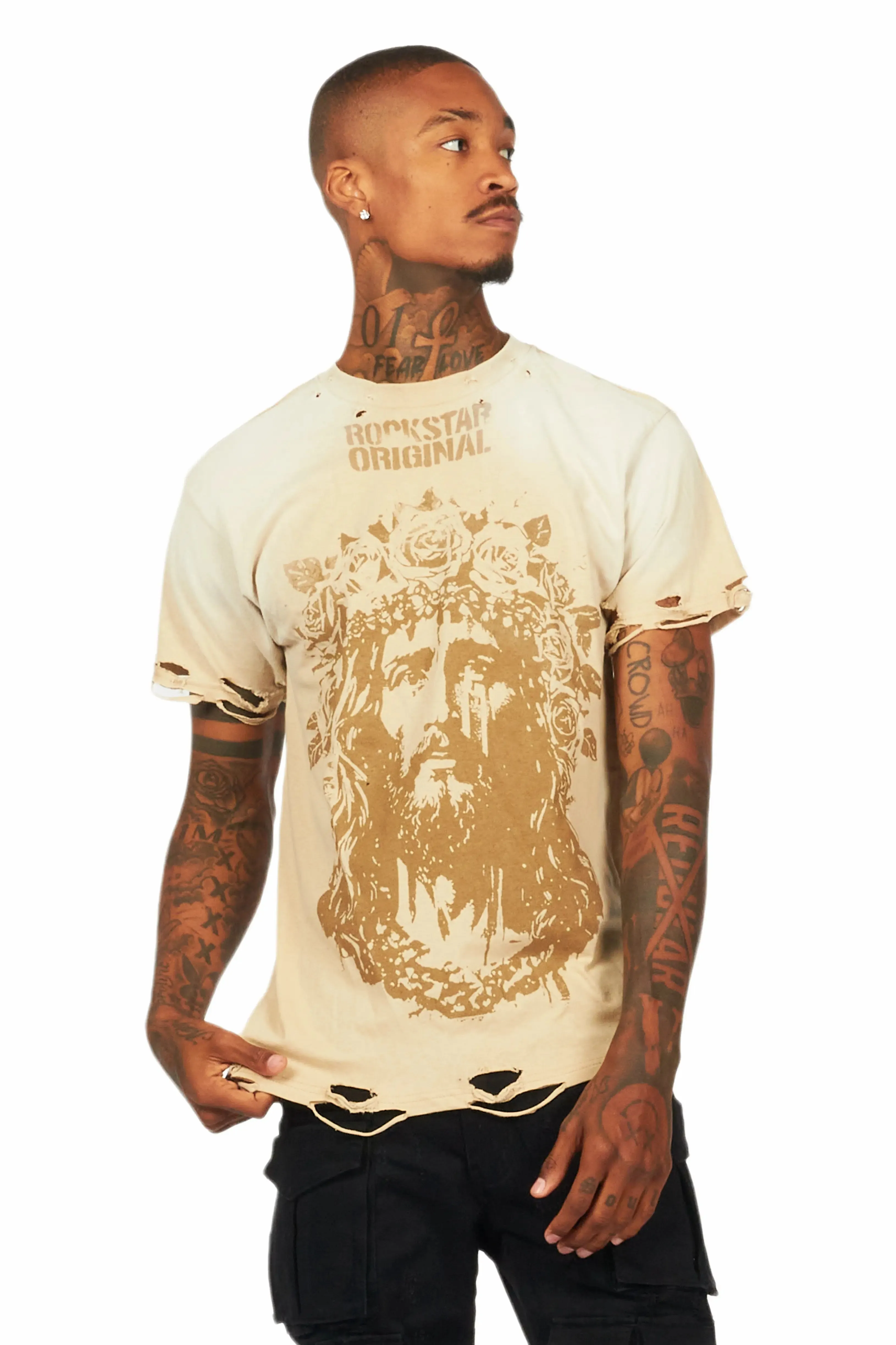 Sempe Beige Oversized Graphic T-Shirt sold by Rockstar Original product image thumbnail 2