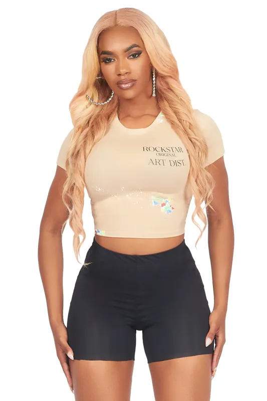 Lashina Tan Crop T-Shirt sold by Rockstar Original