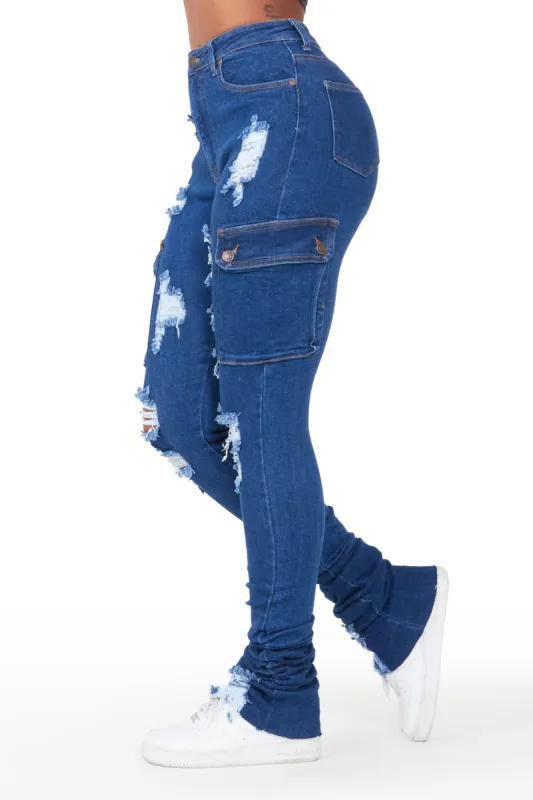Pippen Dark Wash Cargo Super Stacked Jean sold by Rockstar Original